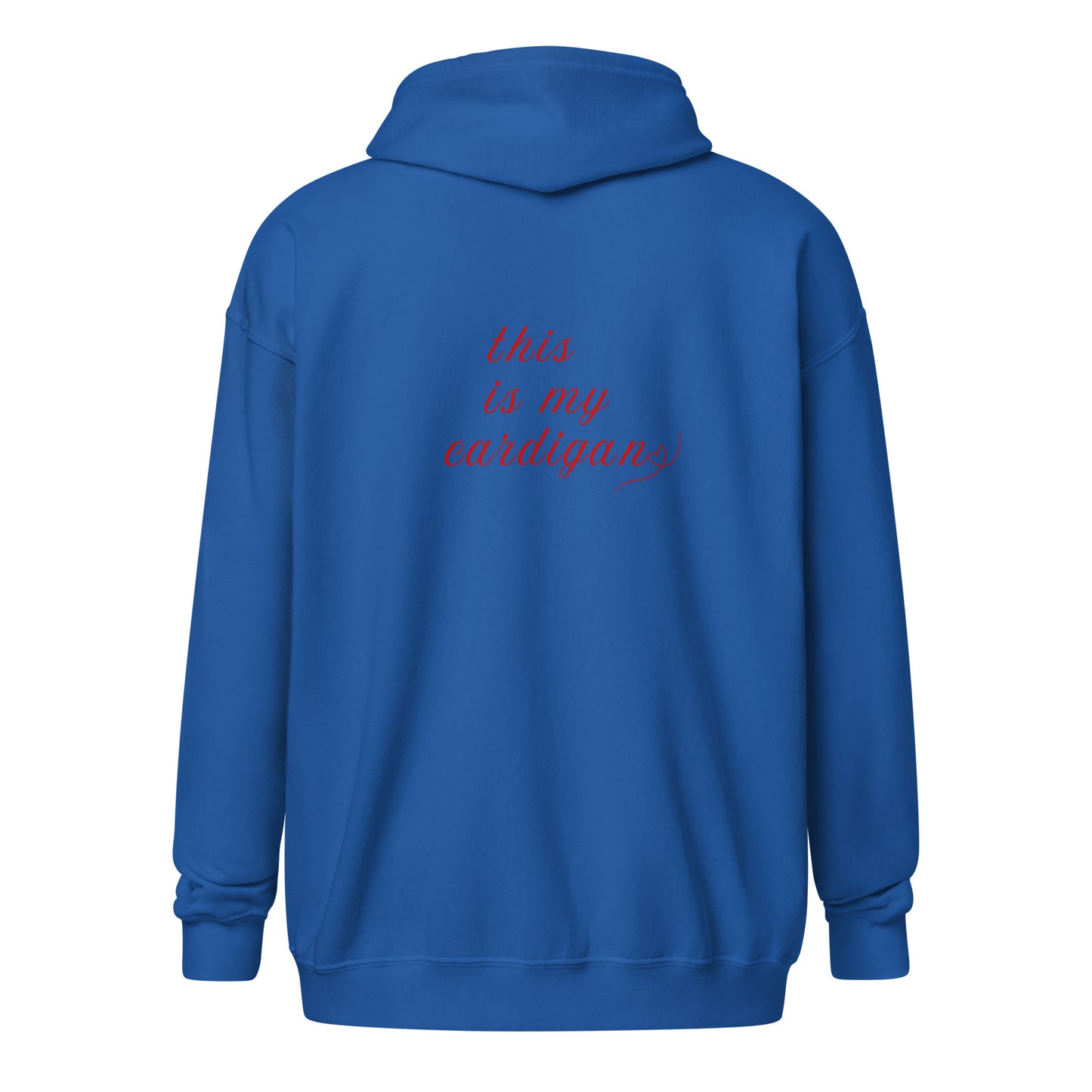 This is My Cardigan (with scroll heart) Unisex Heavy Blend Zip Hoodie by EraofInk