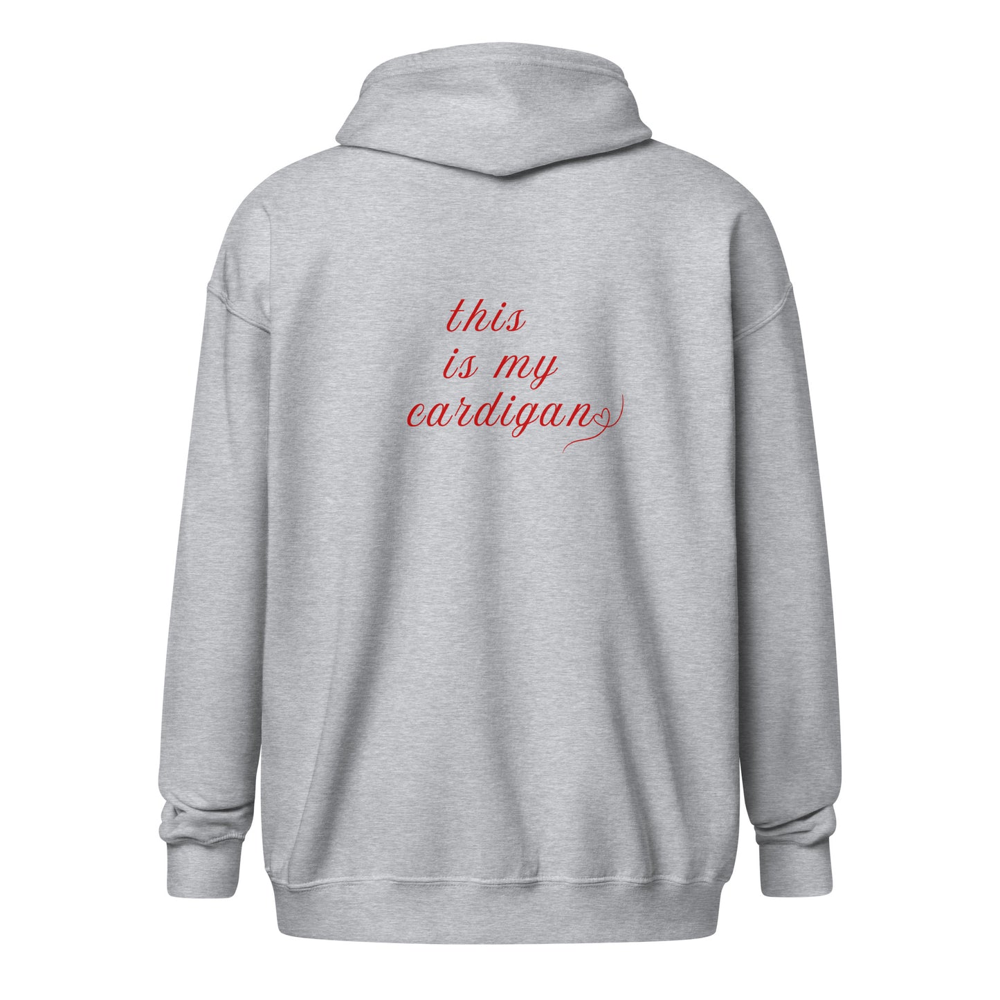 This is My Cardigan (with scroll heart) Unisex Heavy Blend Zip Hoodie by EraofInk