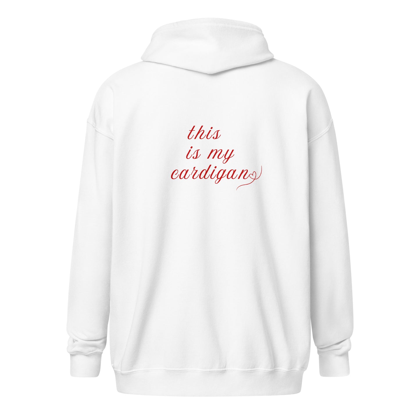 This is My Cardigan (with scroll heart) Unisex Heavy Blend Zip Hoodie by EraofInk