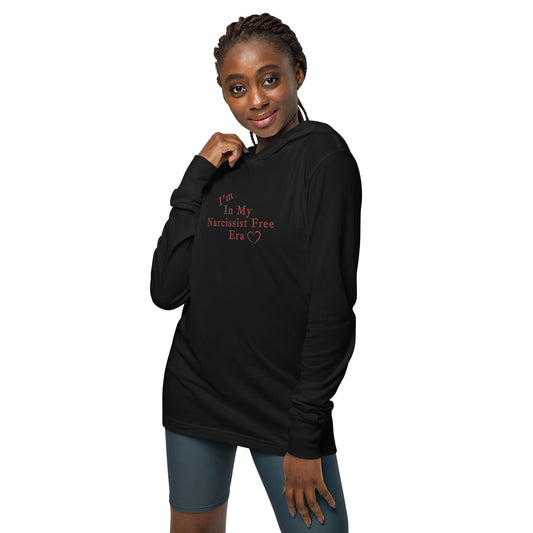 I'm In My Narcissist Free Era Red Font (Heart) Hooded Long-Sleeve Tee by EraofInk