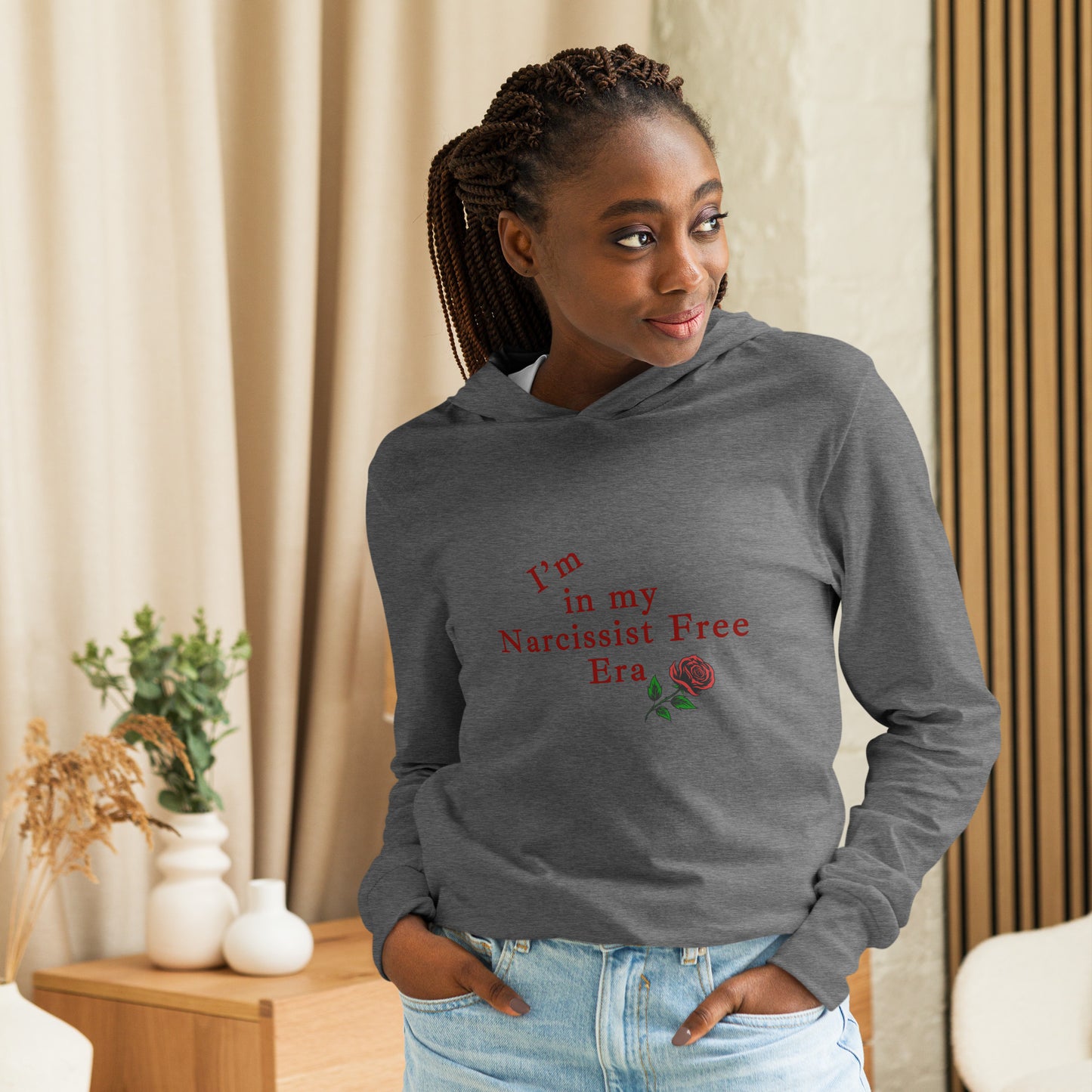 I'm In My Narcissist Free Era Hooded Long Sleeve Tee by EraofInk
