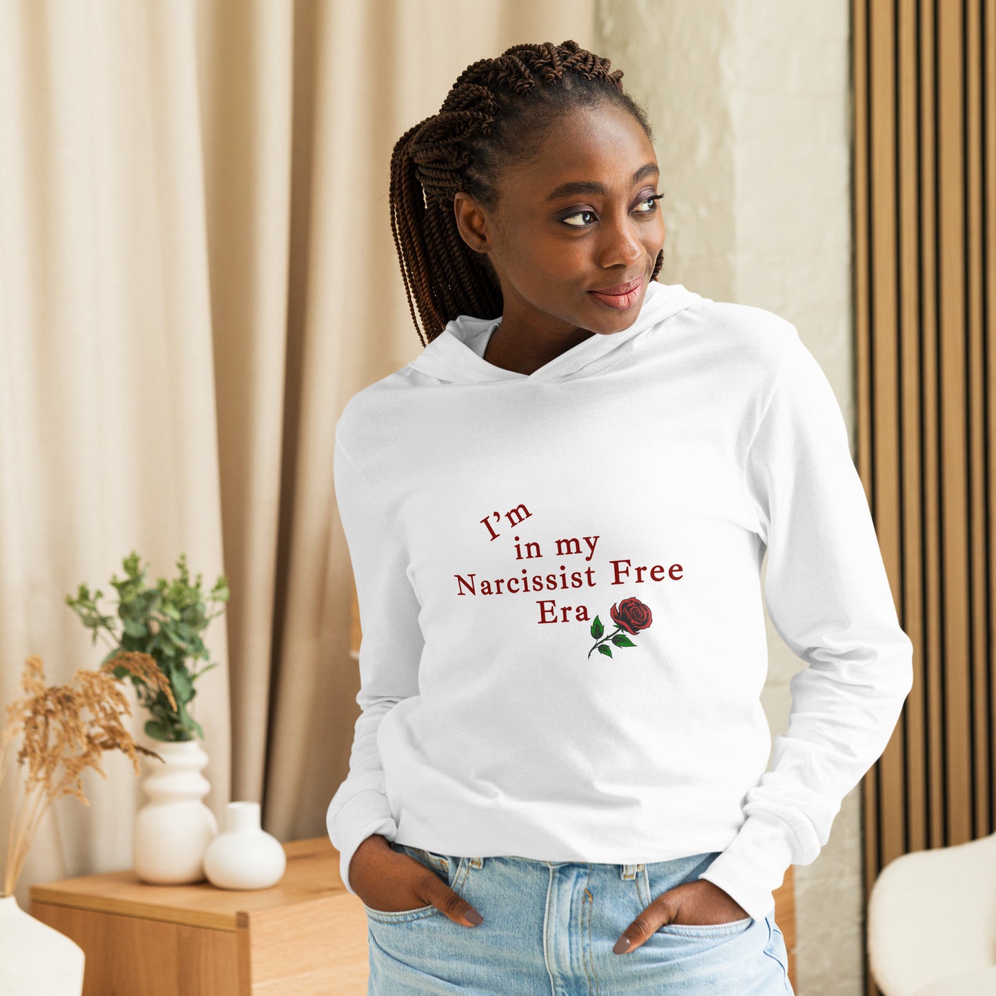 I'm In My Narcissist Free Era Hooded Long Sleeve Tee by EraofInk