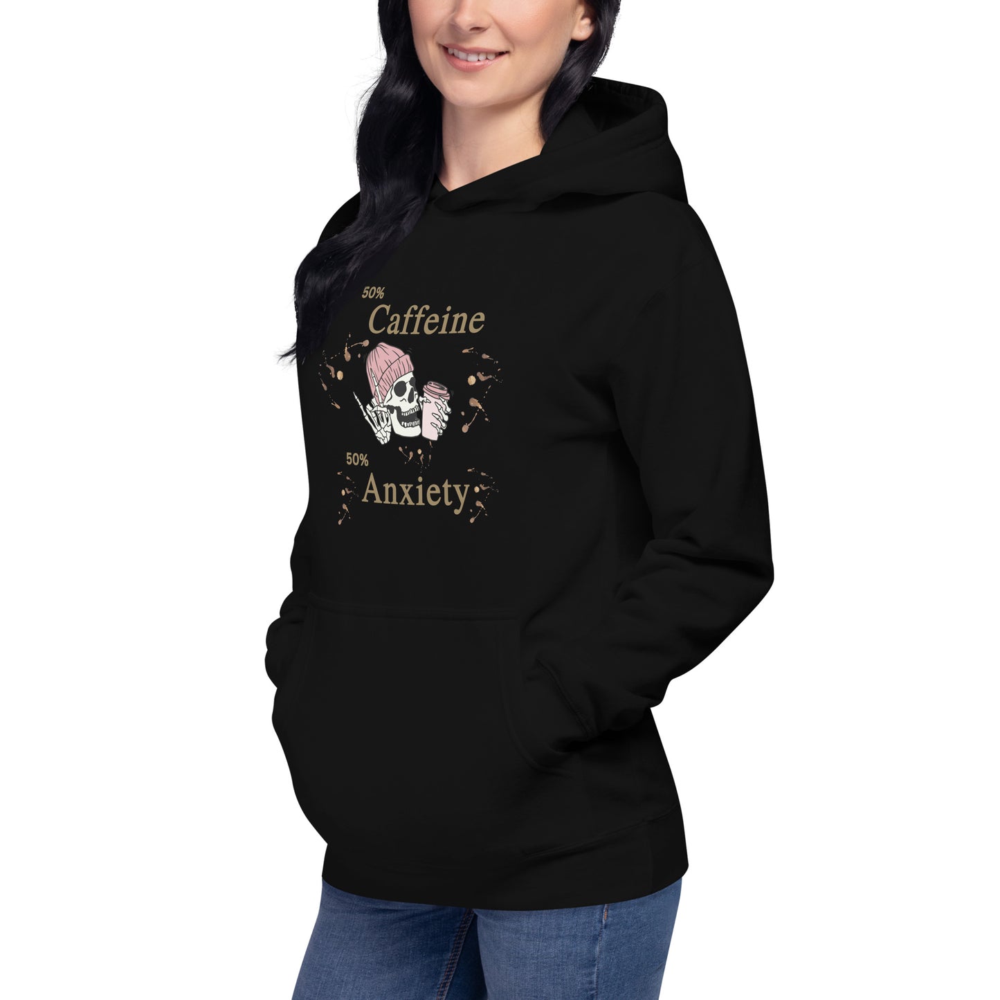 50% Caffeine 50% Anxiety Unisex Hoodie by EraofInk