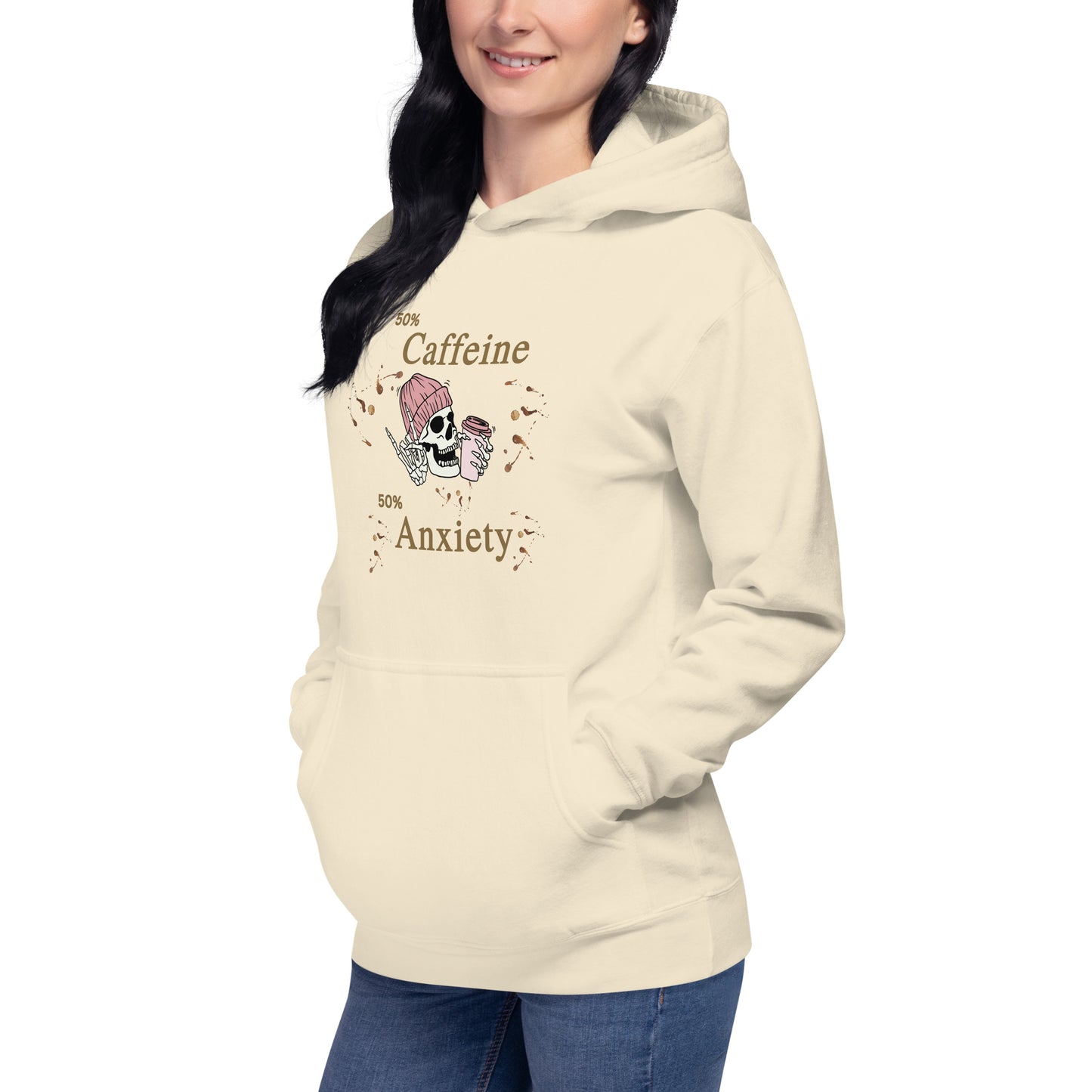 50% Caffeine 50% Anxiety Unisex Hoodie by EraofInk