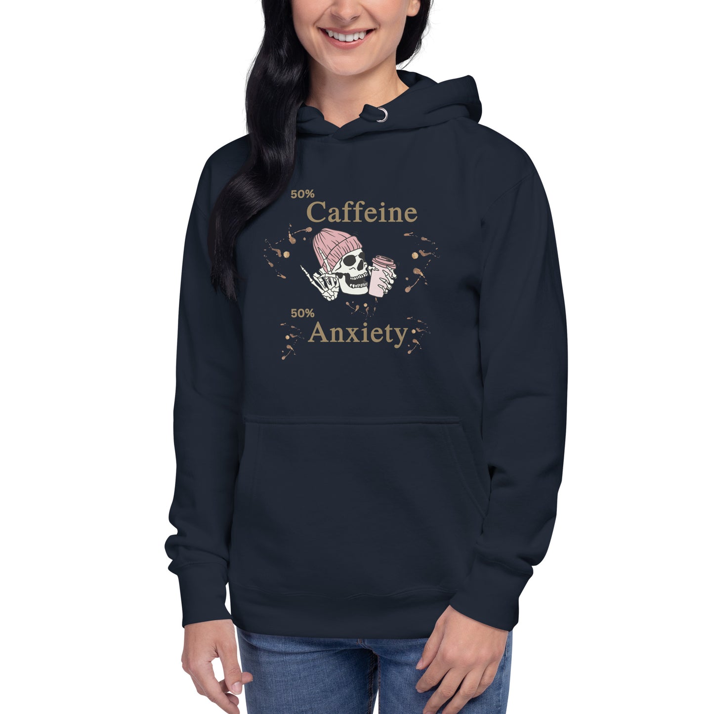 50% Caffeine 50% Anxiety Unisex Hoodie by EraofInk