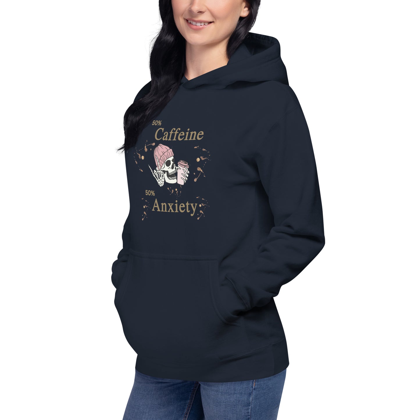 50% Caffeine 50% Anxiety Unisex Hoodie by EraofInk
