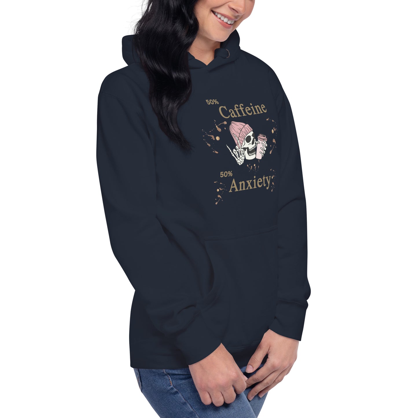 50% Caffeine 50% Anxiety Unisex Hoodie by EraofInk