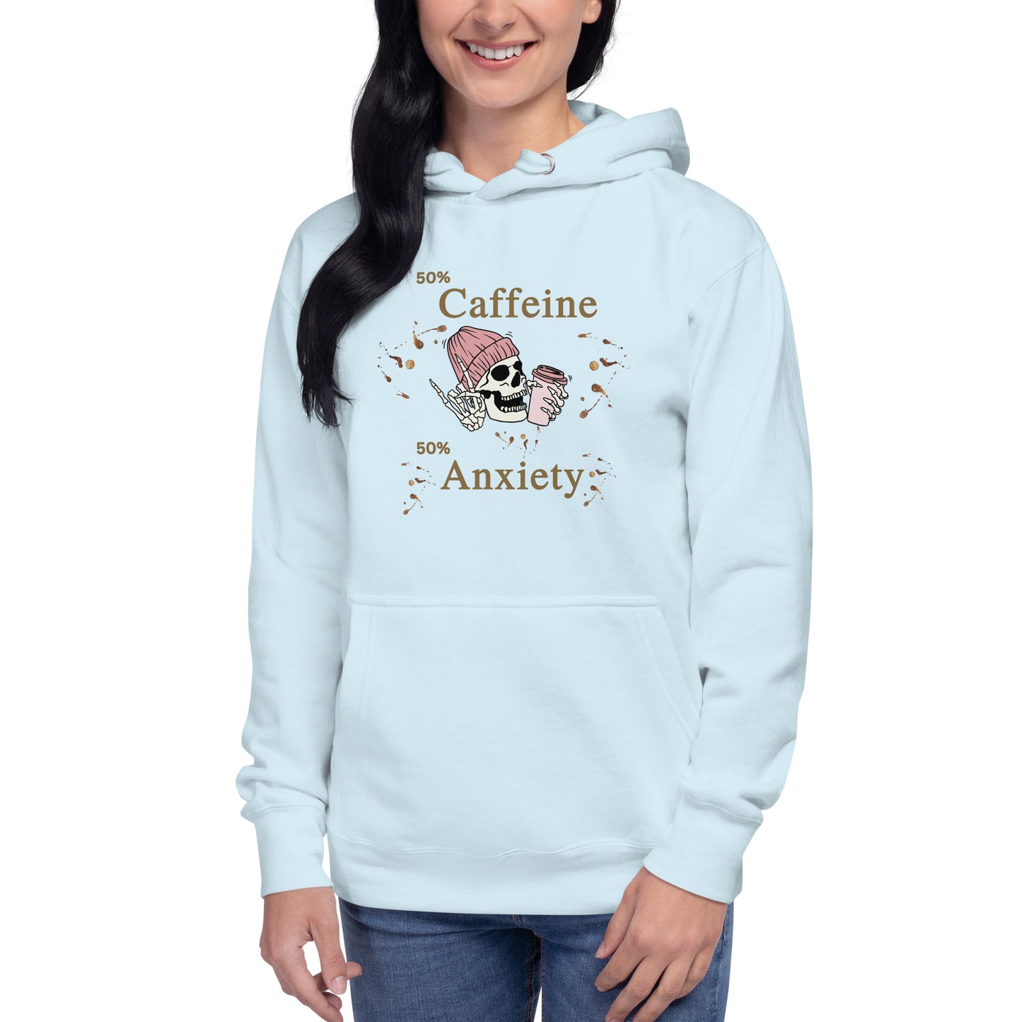 50% Caffeine 50% Anxiety Unisex Hoodie by EraofInk