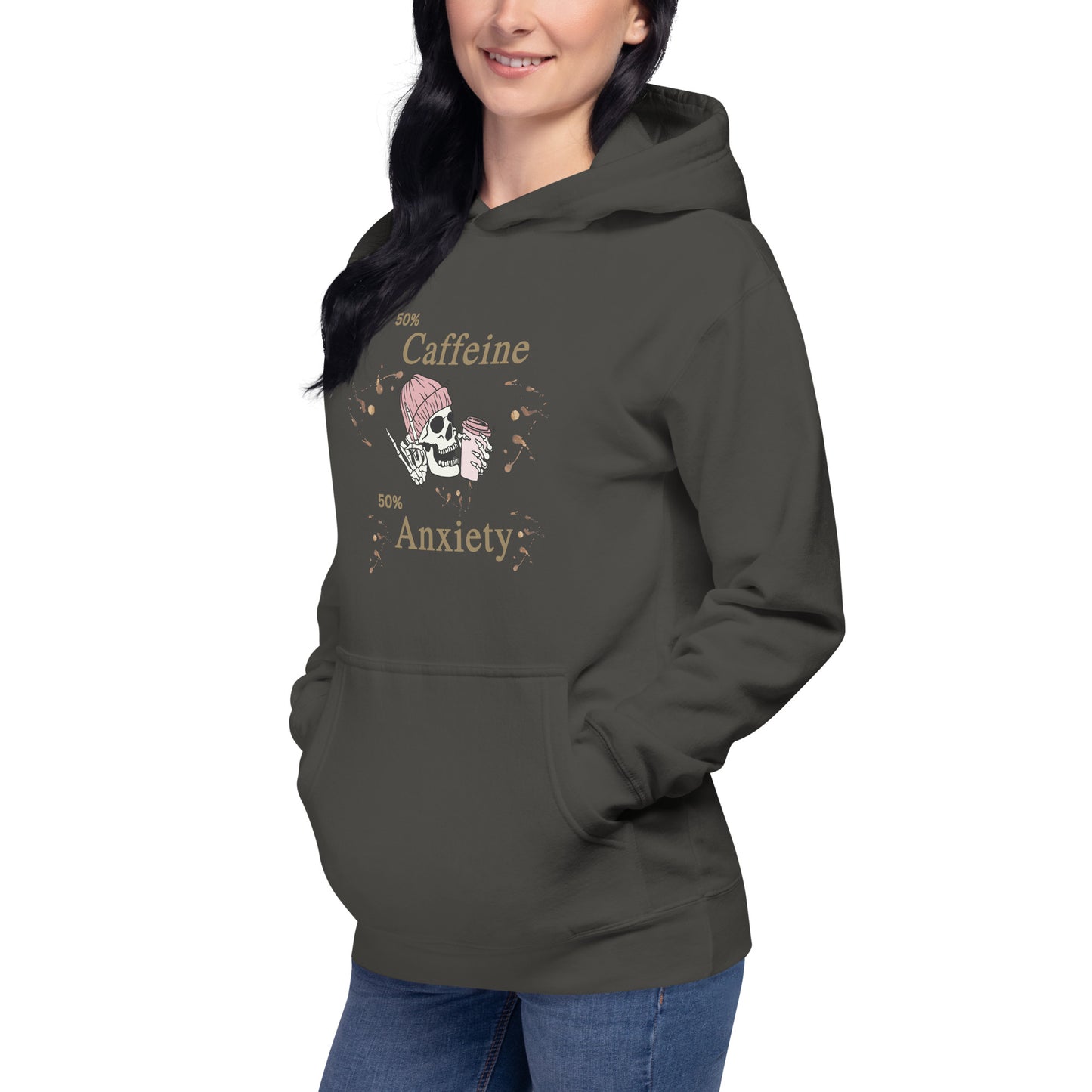 50% Caffeine 50% Anxiety Unisex Hoodie by EraofInk