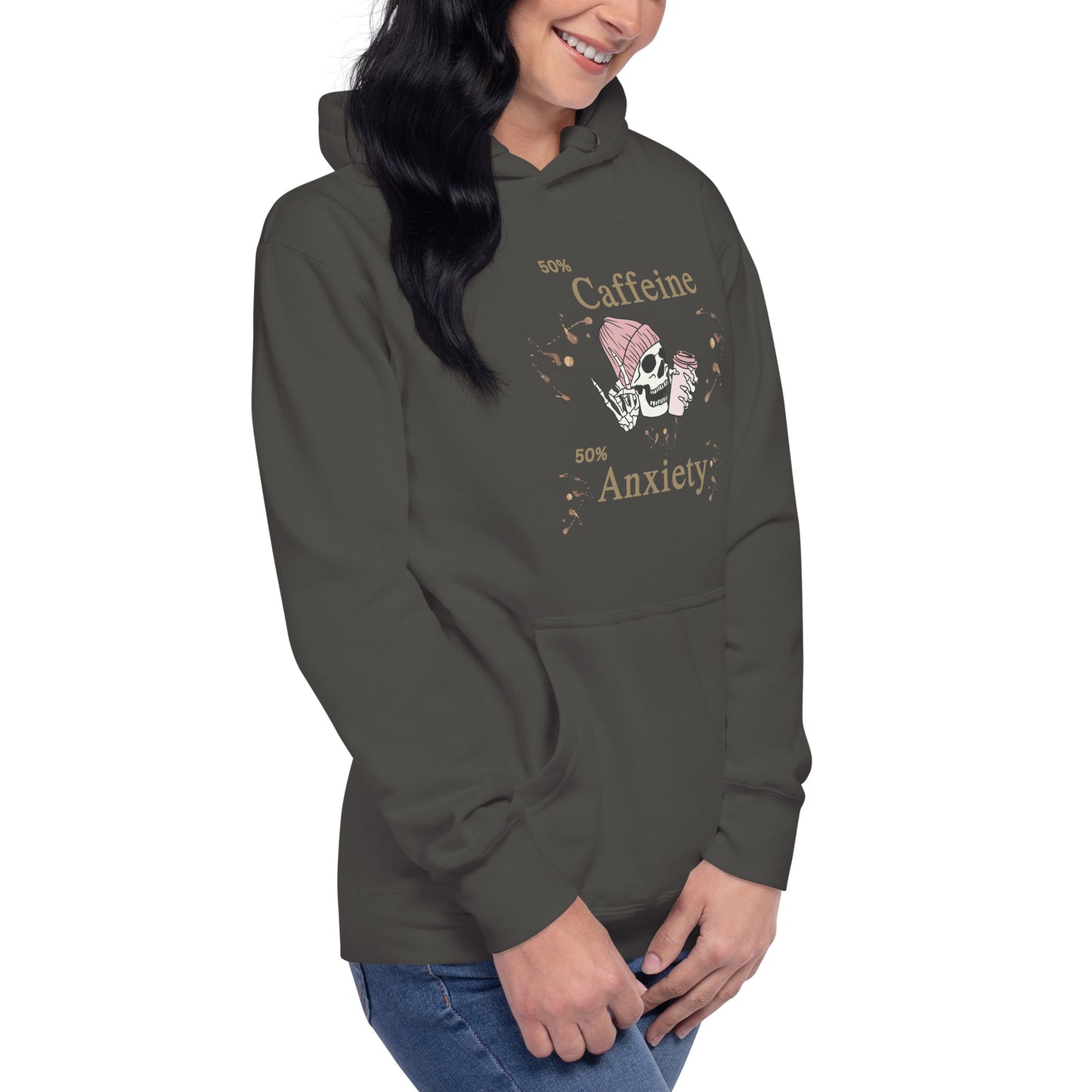 50% Caffeine 50% Anxiety Unisex Hoodie by EraofInk