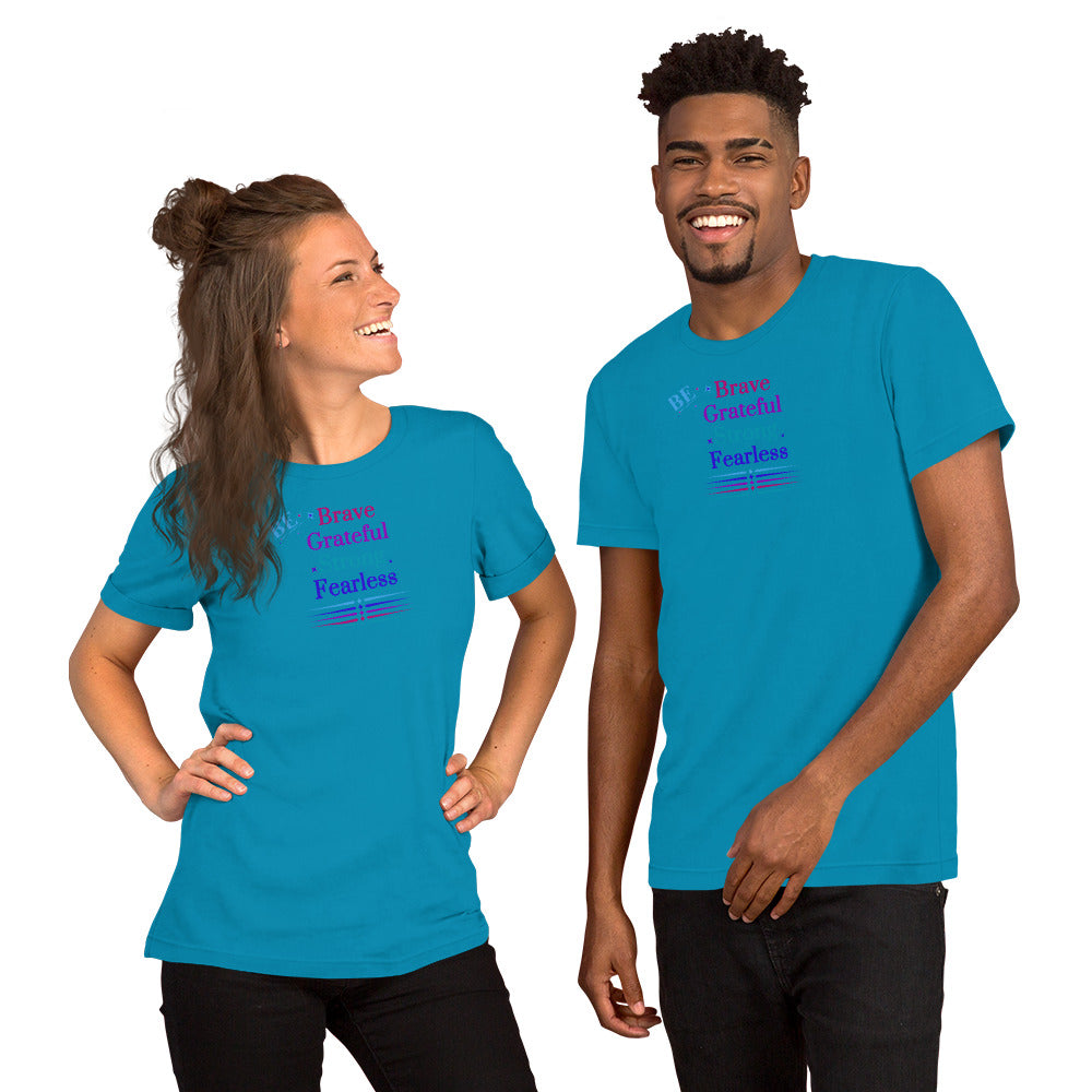 Be Brave Grateful Strong Fearless Unisex Tee by EraofInk