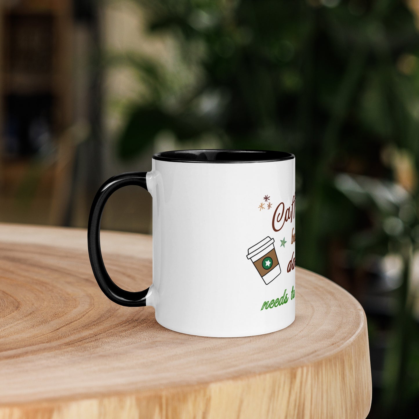 Caffeine Because My Dark Soul Needs to Stay Hydrated Mug with Color Inside by EraofInk