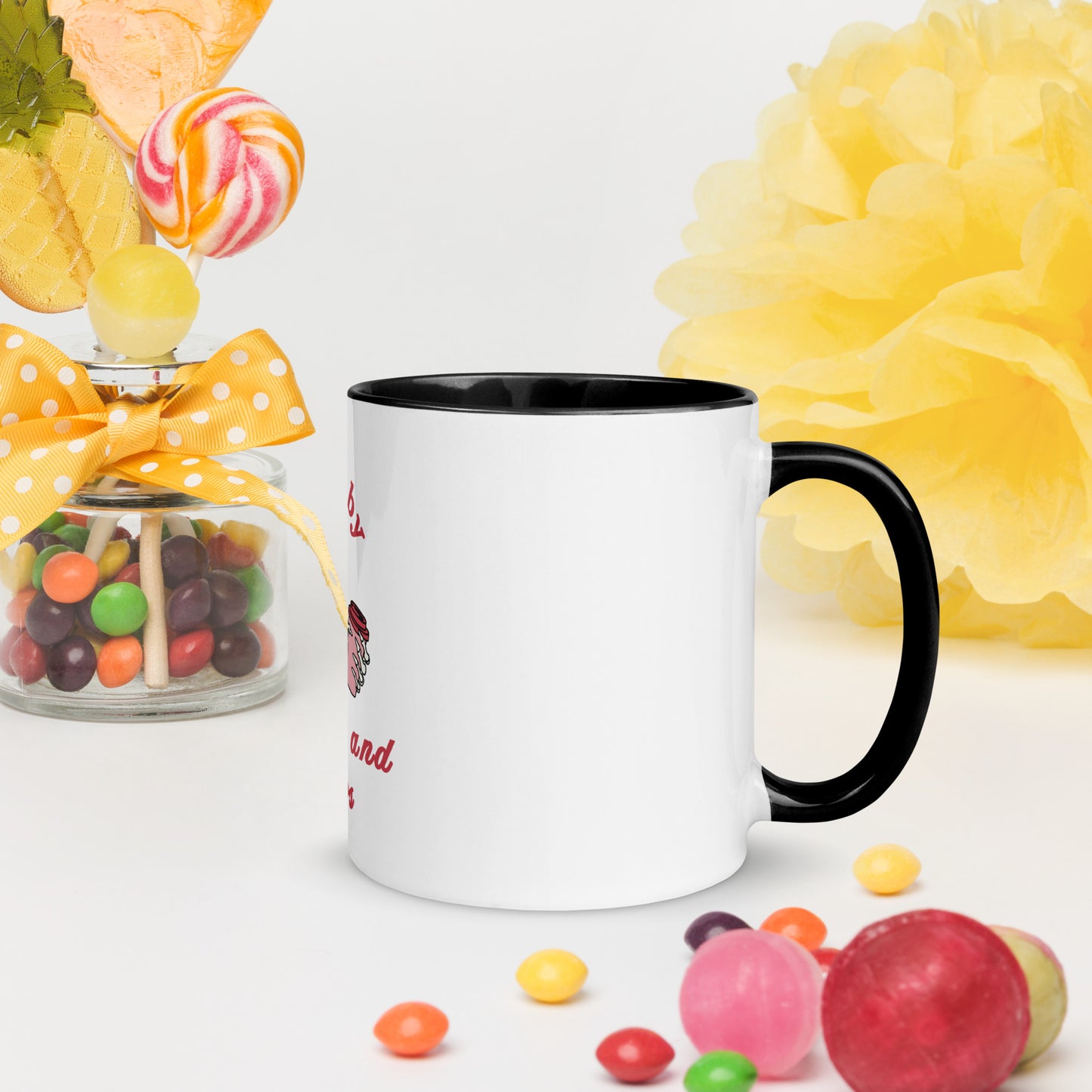 Fueled by Caffeine and Chaos Mug with Color Inside by EraofInk