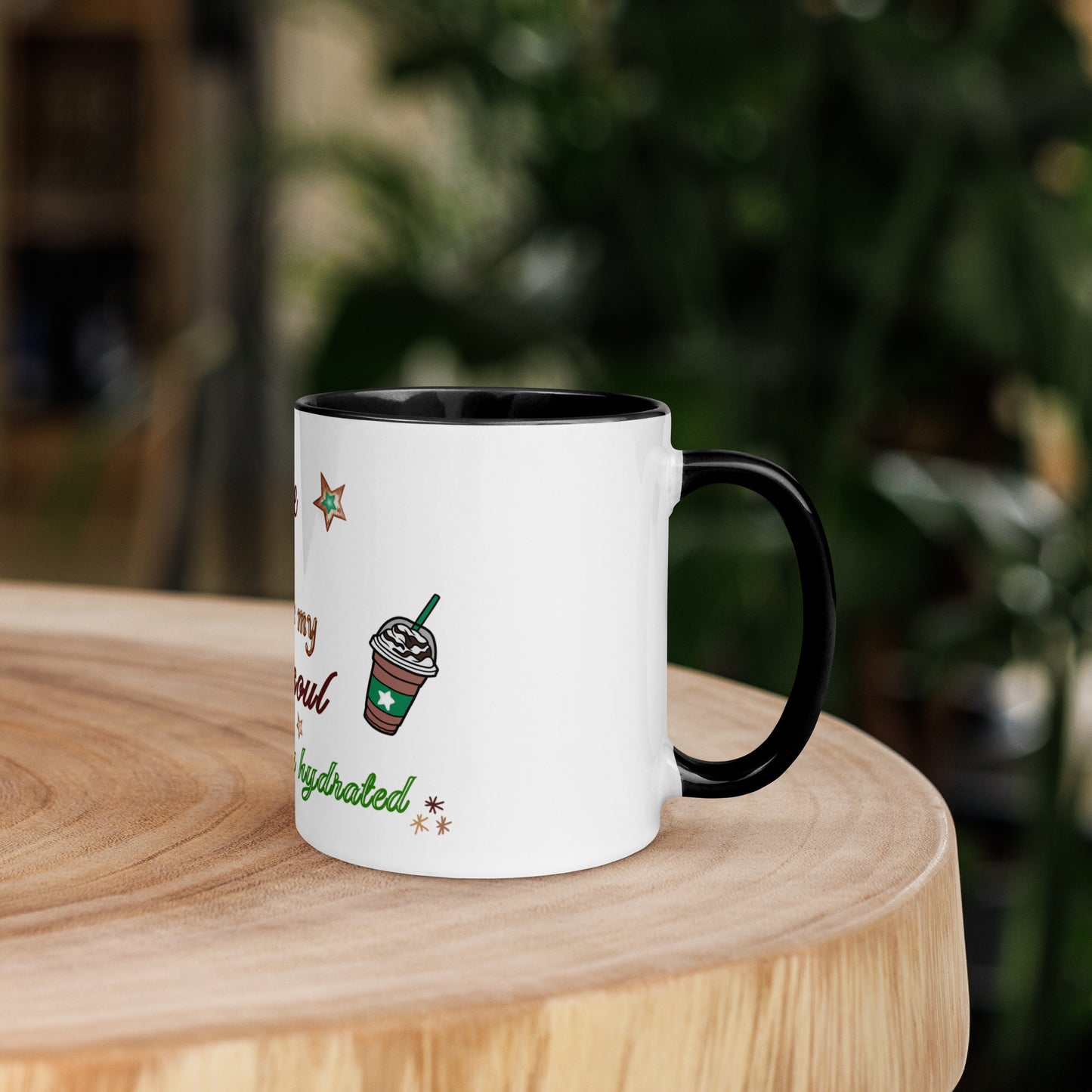 Caffeine Because My Dark Soul Needs to Stay Hydrated Mug with Color Inside by EraofInk