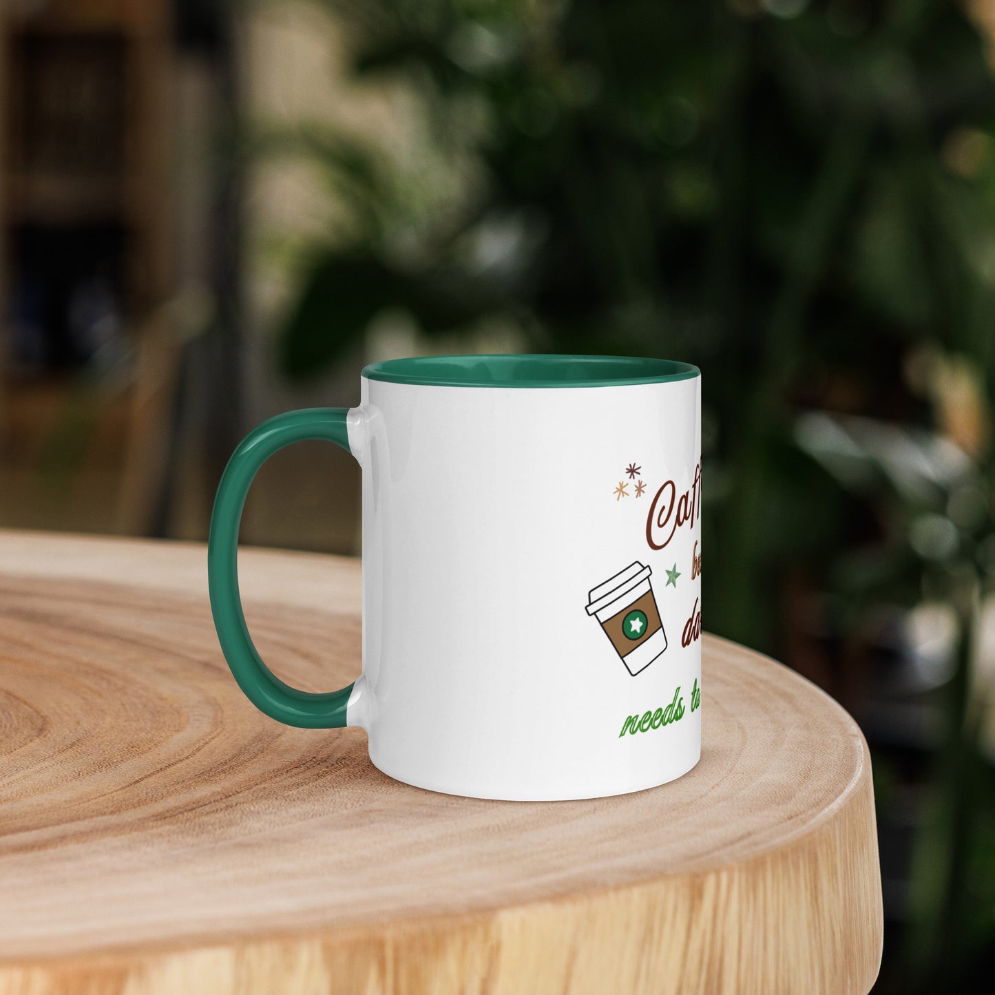 Caffeine Because My Dark Soul Needs to Stay Hydrated Mug with Color Inside by EraofInk
