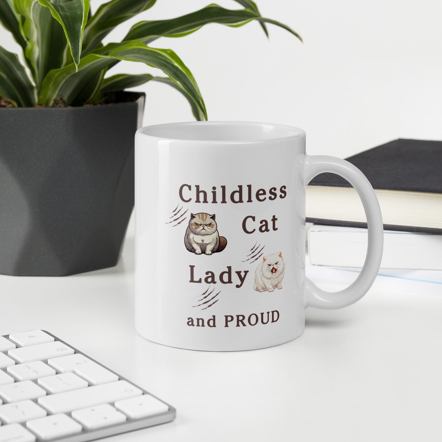 Childless Cat Lady & Proud White Glossy Mug by EraofInk