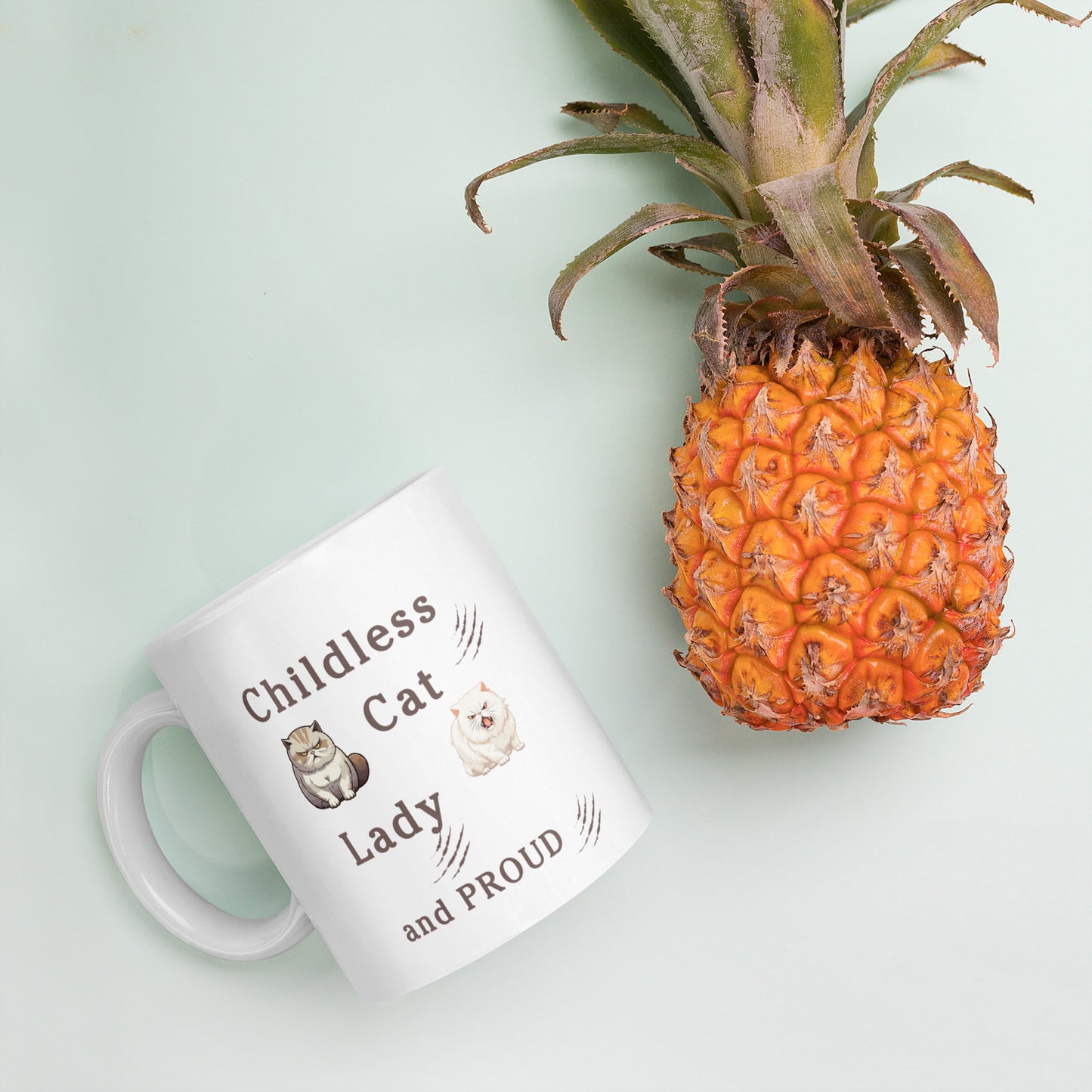 Childless Cat Lady & Proud White Glossy Mug by EraofInk