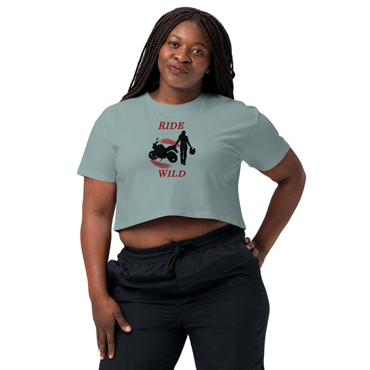 Ride Wild Motorcycle Biker Girl Women’s Crop Top by EraofInk