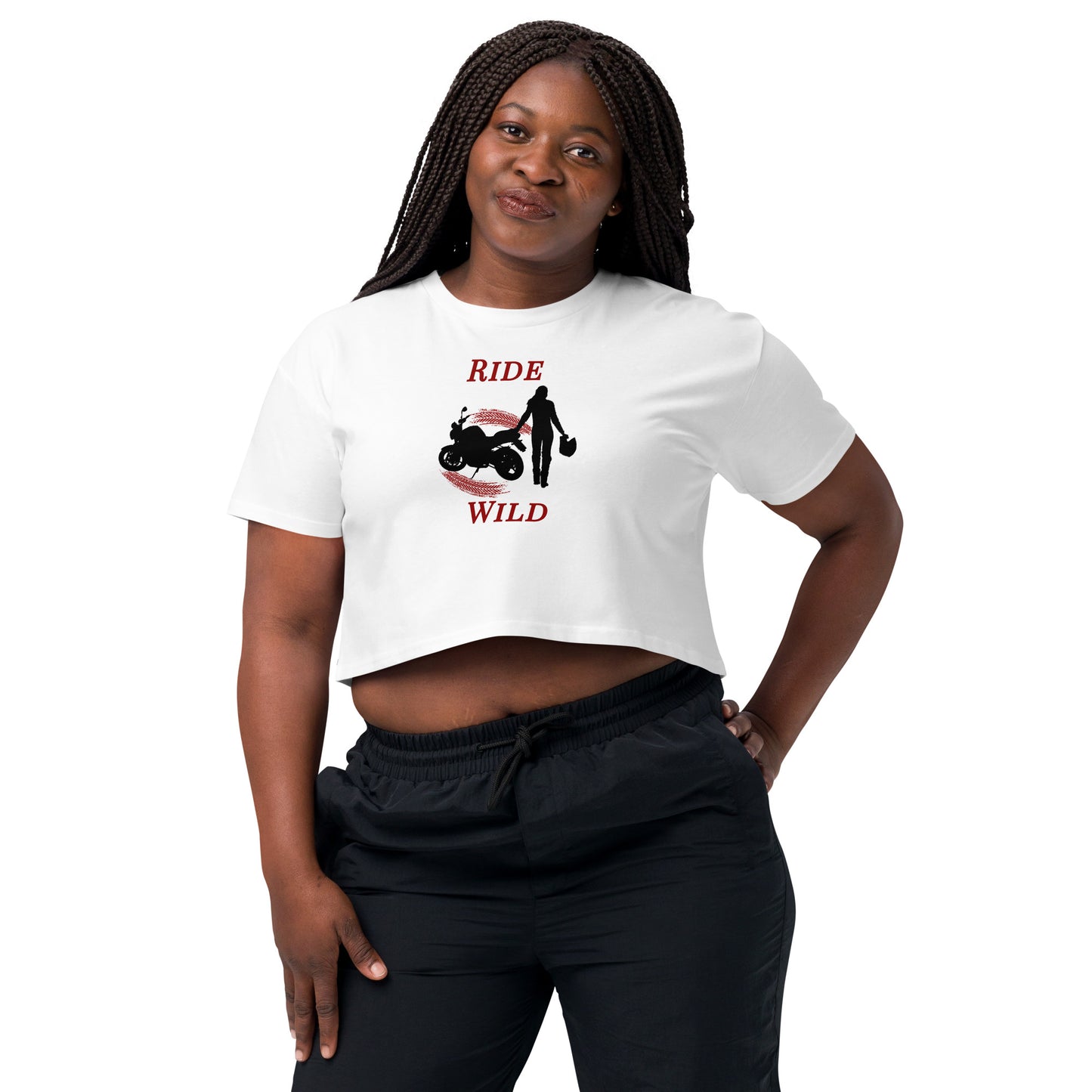 Ride Wild Motorcycle Biker Girl Women’s Crop Top by EraofInk