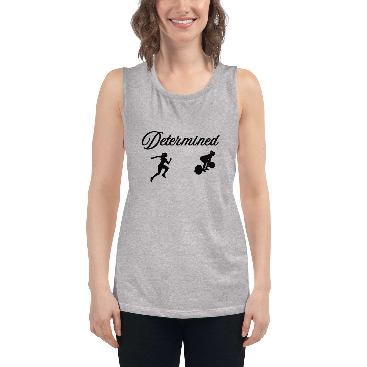 Determined Ladies’ Muscle Tank Fitness Tee by EraofInk