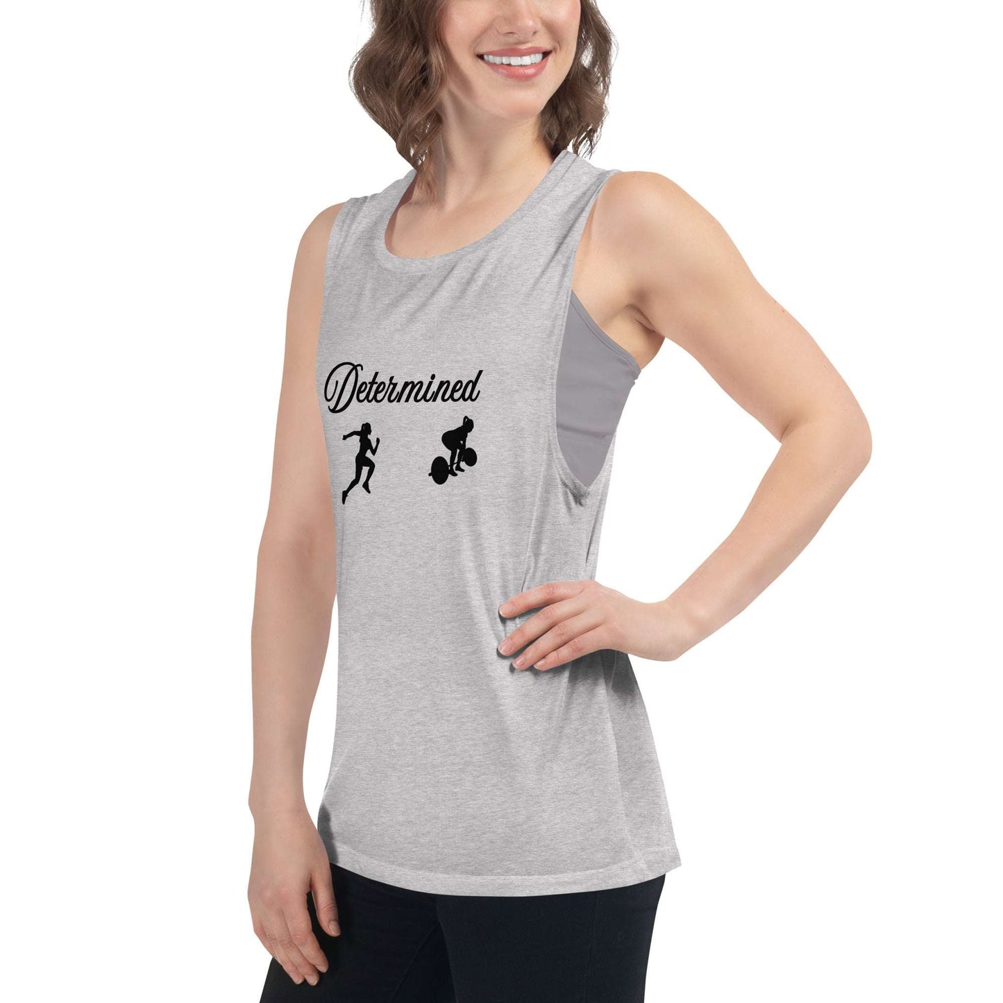 Determined Ladies’ Muscle Tank Fitness Tee by EraofInk