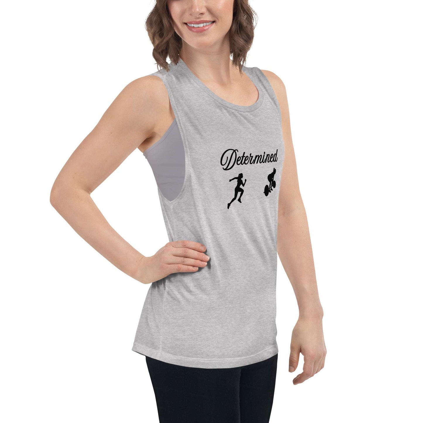 Determined Ladies’ Muscle Tank Fitness Tee by EraofInk