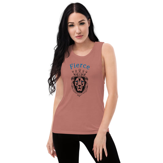 She is Fierce Like a Lion Ladies’ Muscle Tank by EraofInk