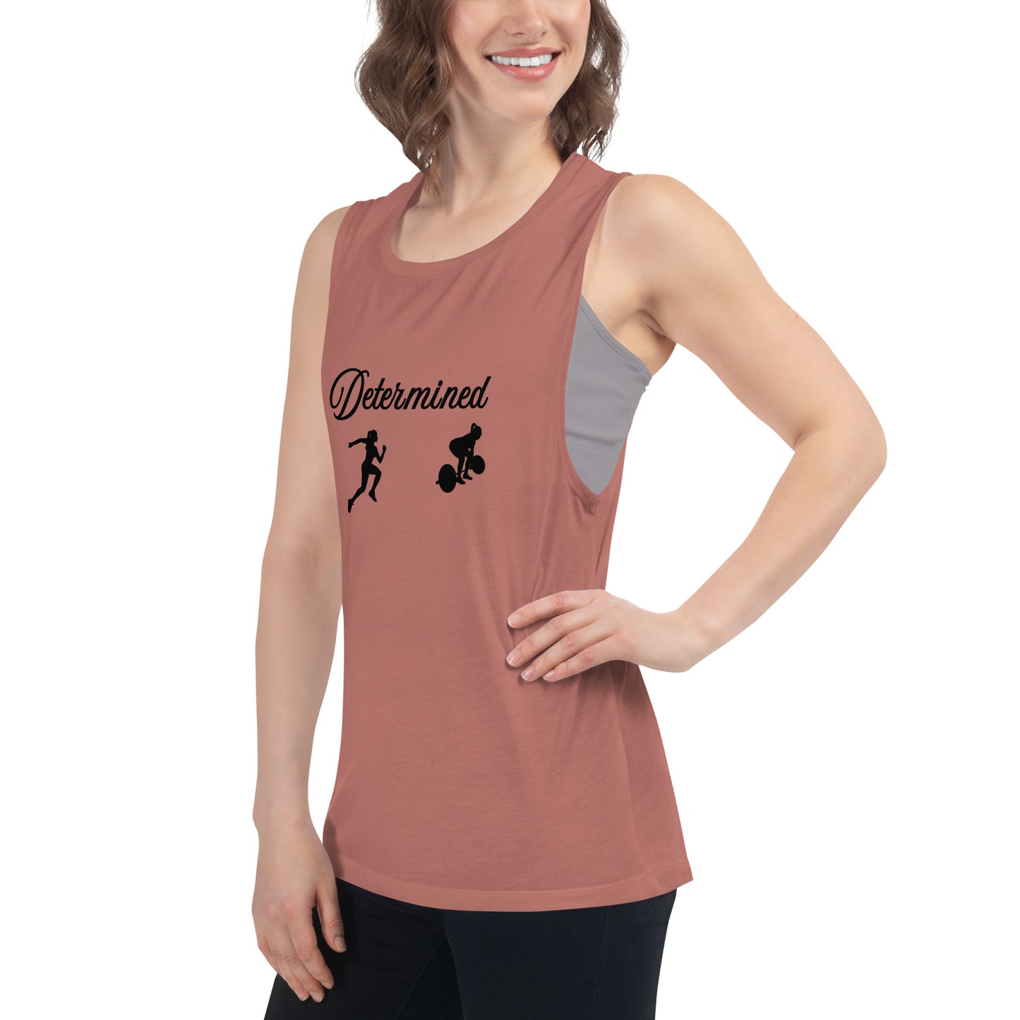 Determined Ladies’ Muscle Tank Fitness Tee by EraofInk