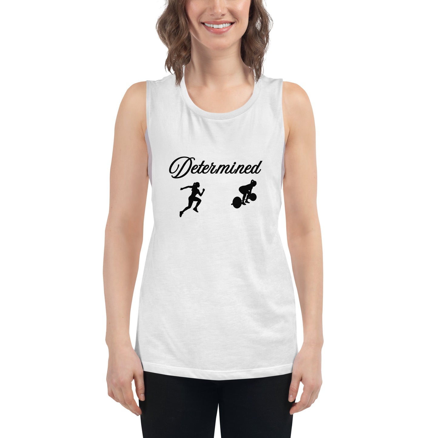 Determined Ladies’ Muscle Tank Fitness Tee by EraofInk