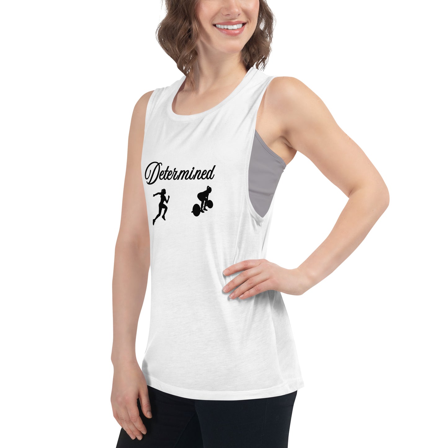 Determined Ladies’ Muscle Tank Fitness Tee by EraofInk