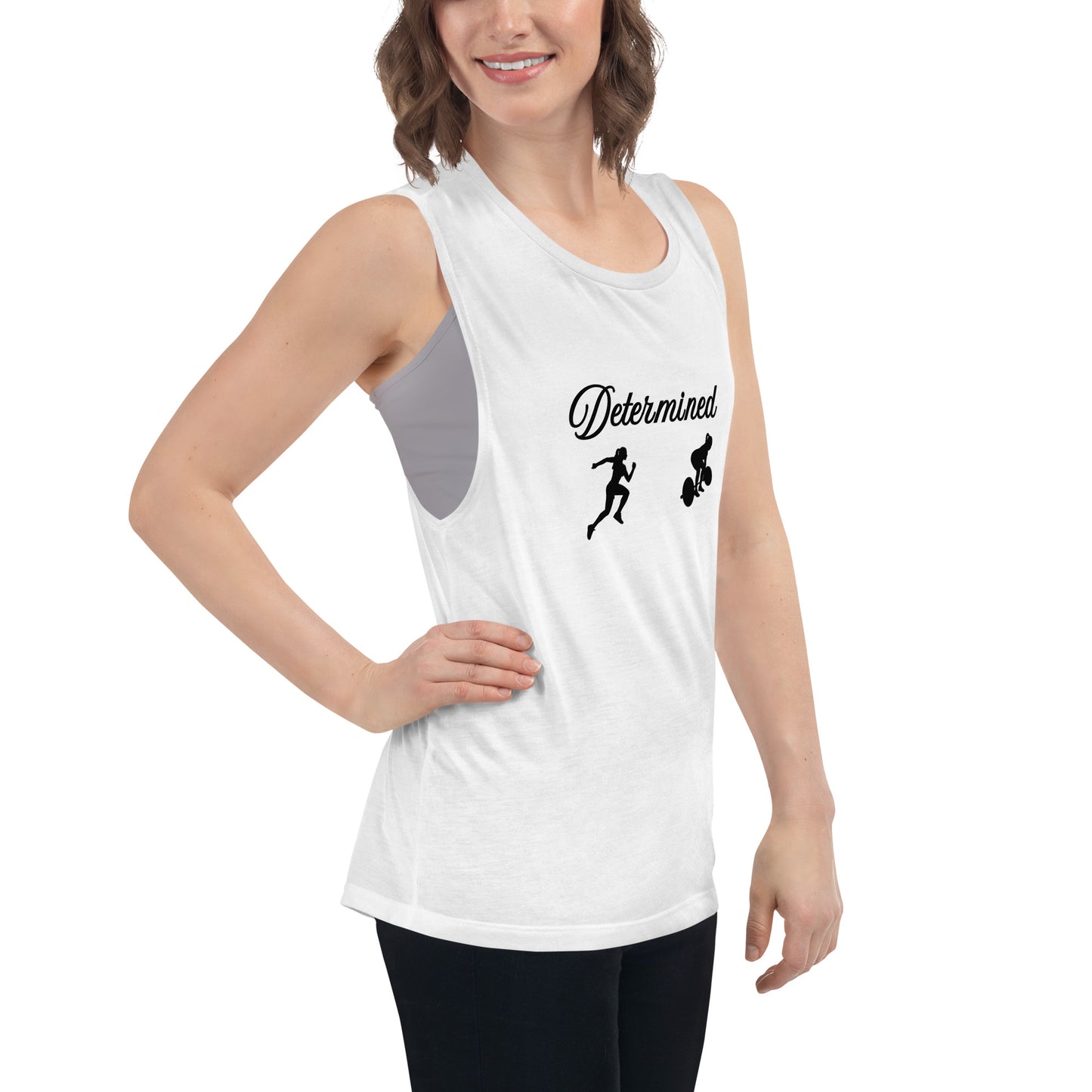 Determined Ladies’ Muscle Tank Fitness Tee by EraofInk