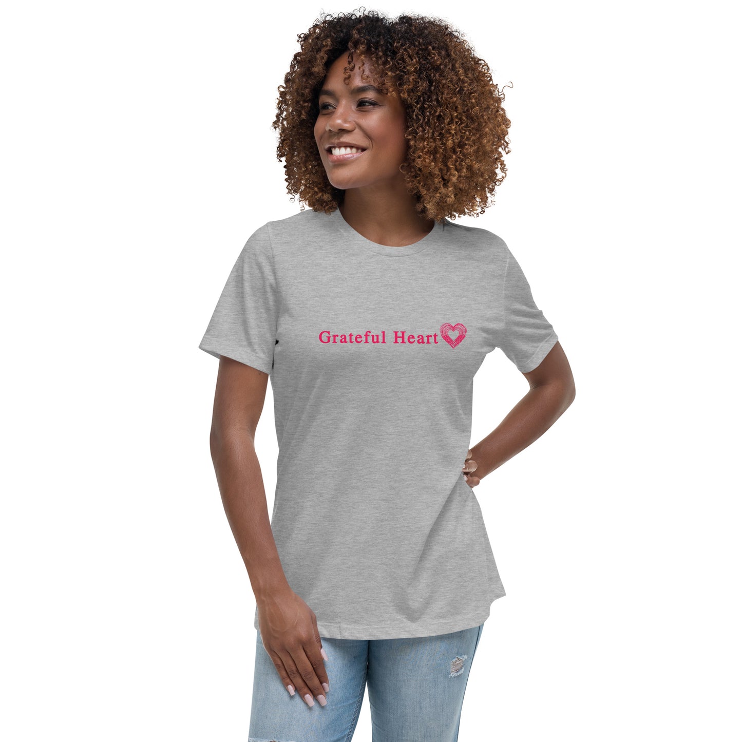 Grateful Heart with Sketched Heart Women's Relaxed Tee by EraofInk