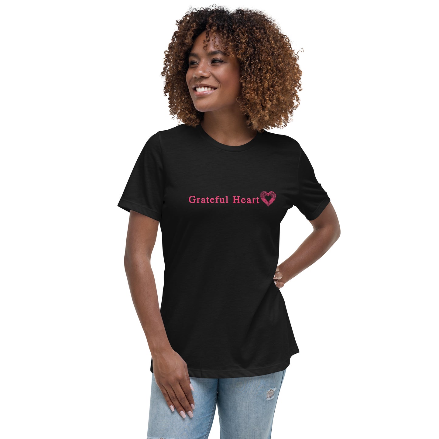 Grateful Heart with Sketched Heart Women's Relaxed Tee by EraofInk