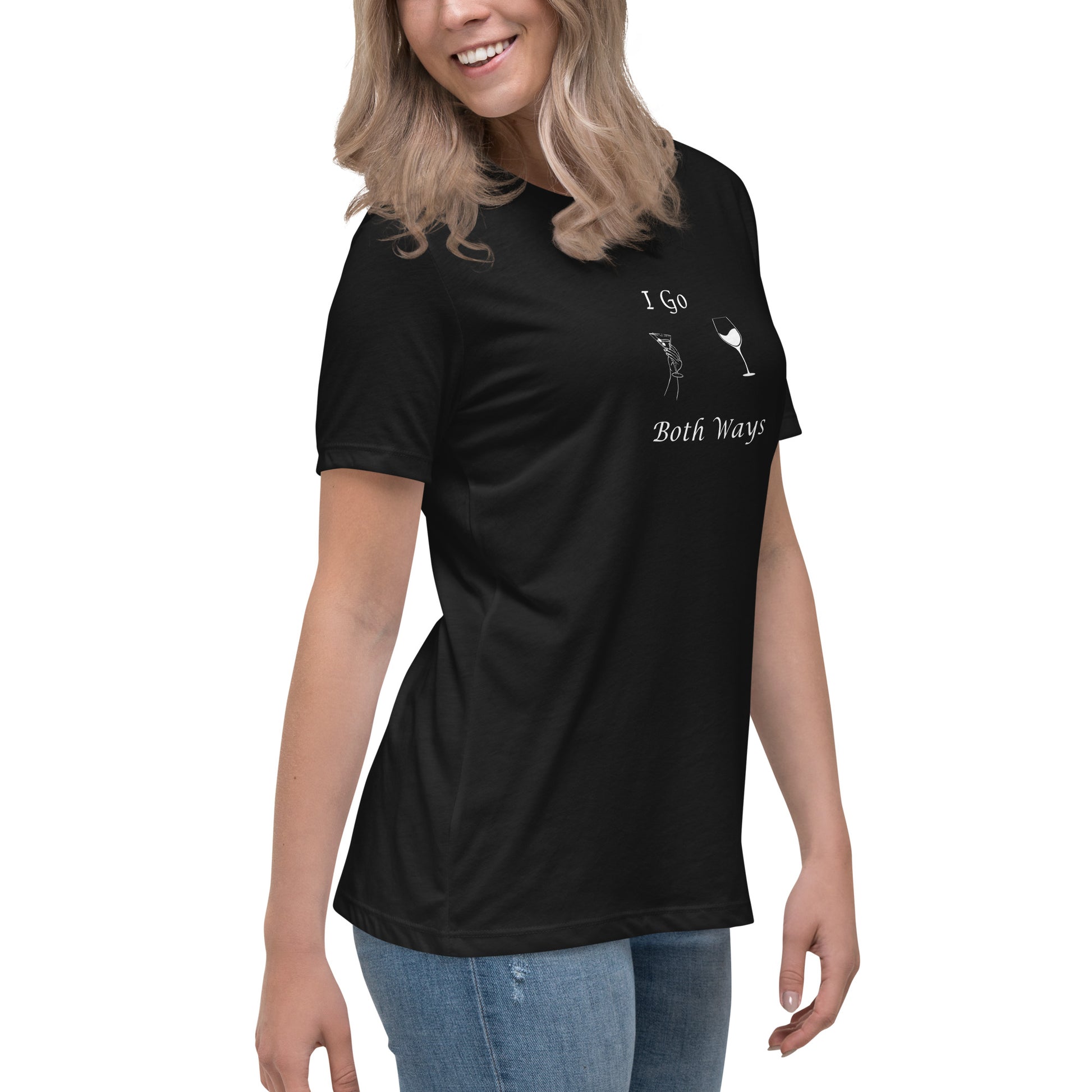 Funny Drinking Tee with Innuendo I Go Both Ways Martini & Wine Women's Relaxed Tee by EraofInk