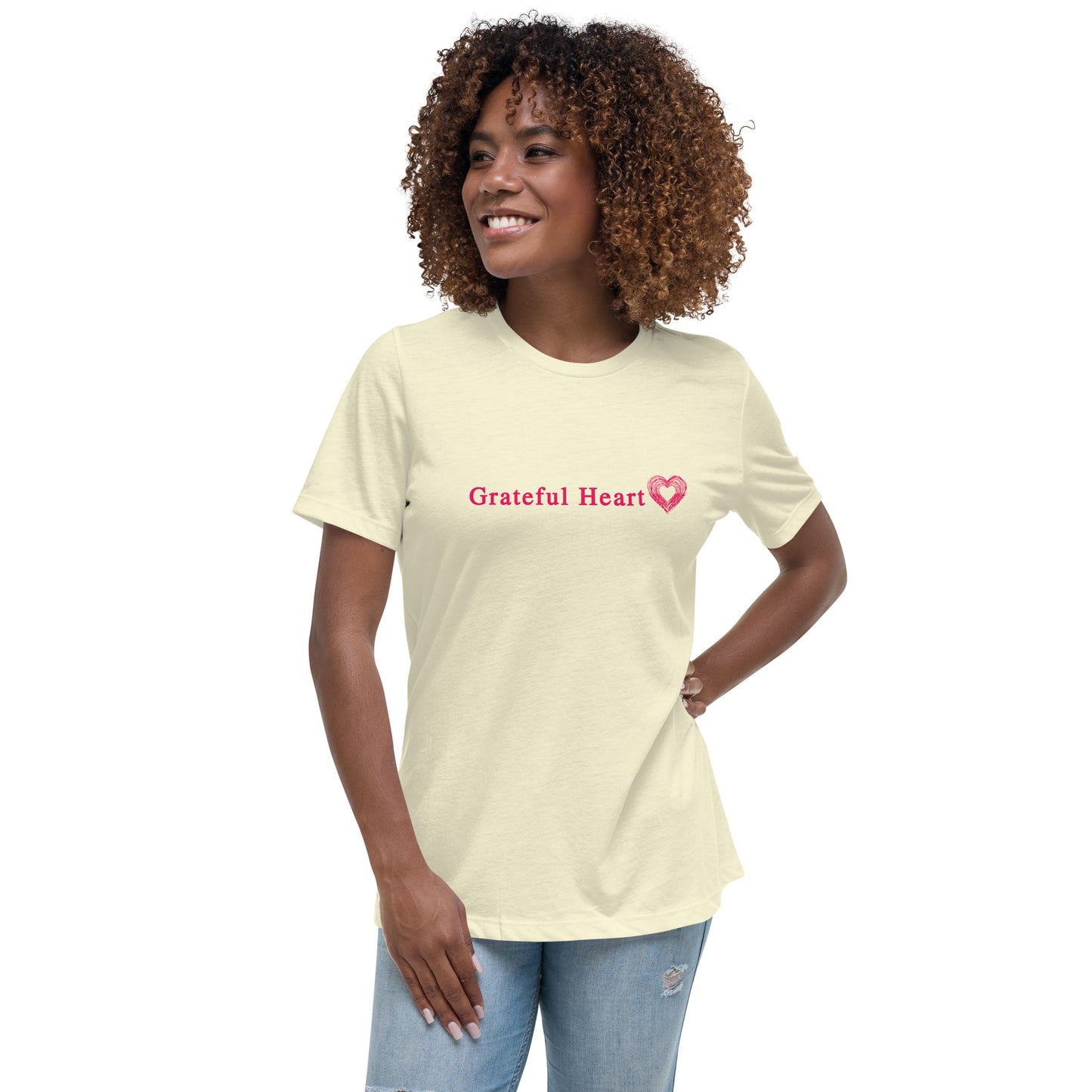 Grateful Heart with Sketched Heart Women's Relaxed Tee by EraofInk