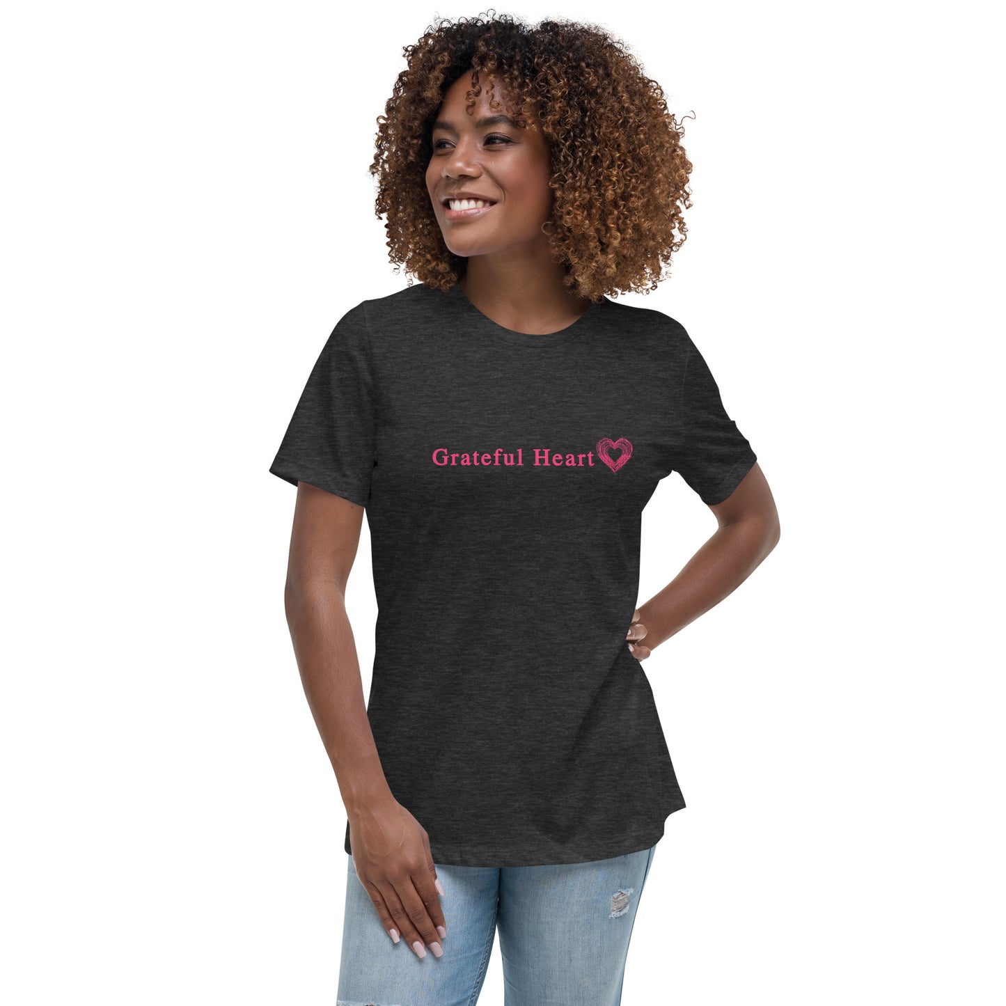 Grateful Heart with Sketched Heart Women's Relaxed Tee by EraofInk