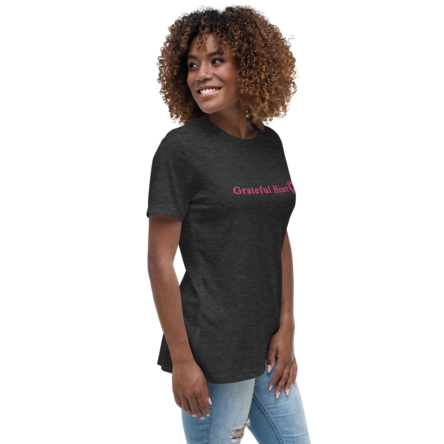 Grateful Heart with Sketched Heart Women's Relaxed Tee by EraofInk