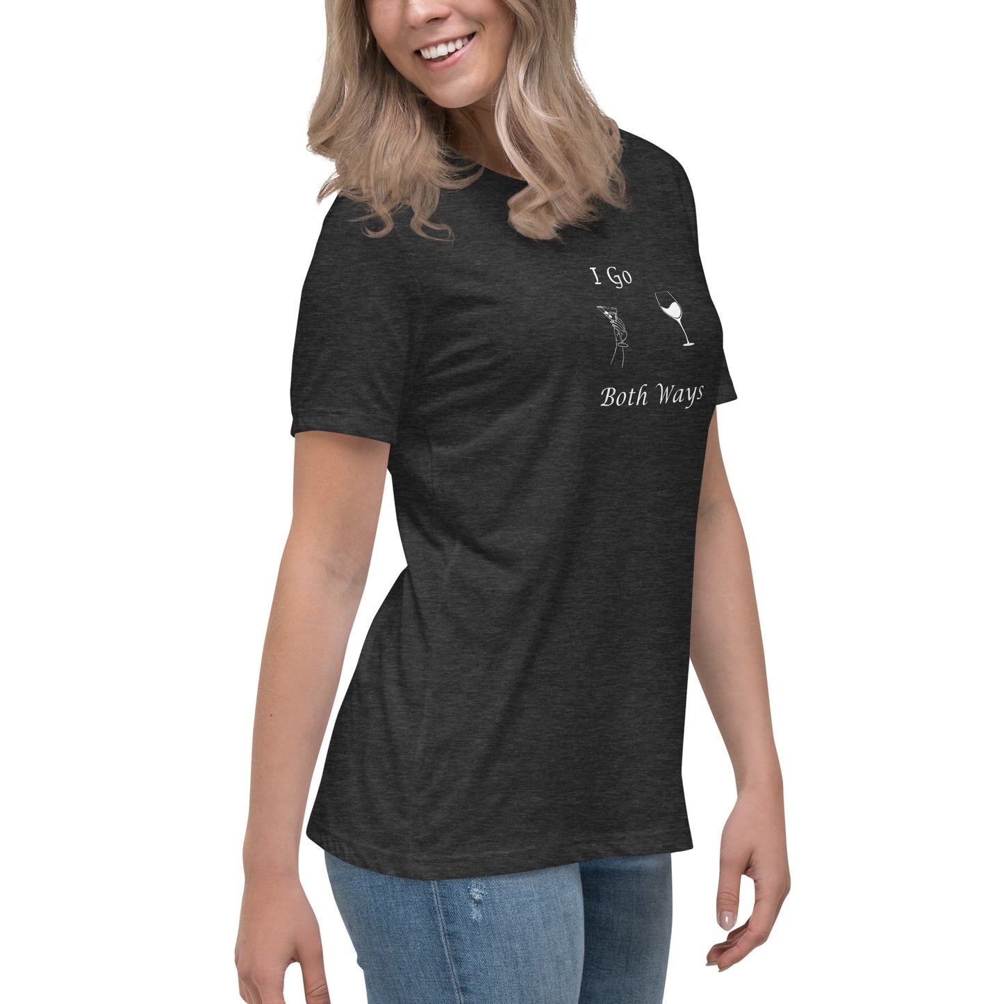 Funny Drinking Tee with Innuendo I Go Both Ways Martini & Wine Women's Relaxed Tee by EraofInk