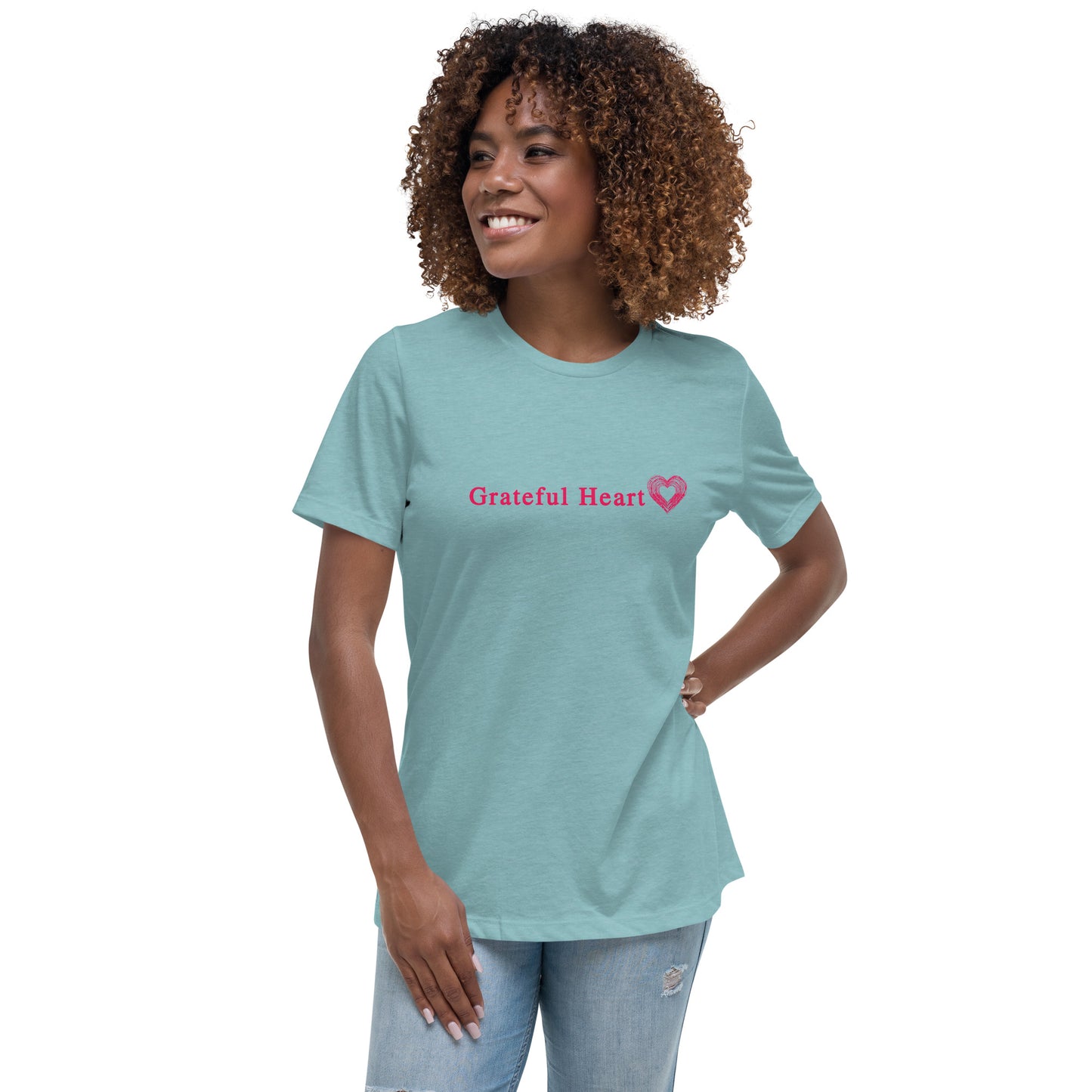 Grateful Heart with Sketched Heart Women's Relaxed Tee by EraofInk