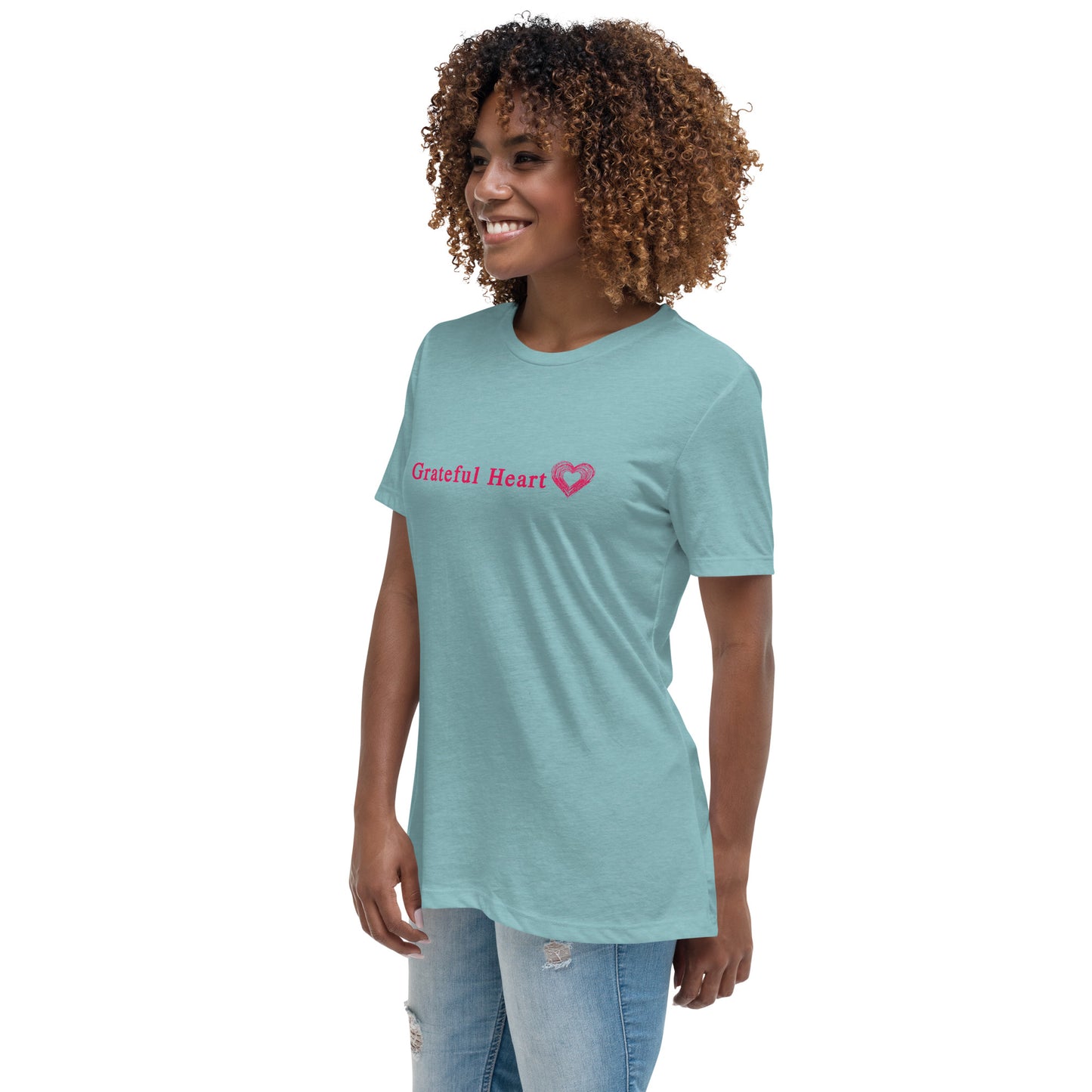 Grateful Heart with Sketched Heart Women's Relaxed Tee by EraofInk