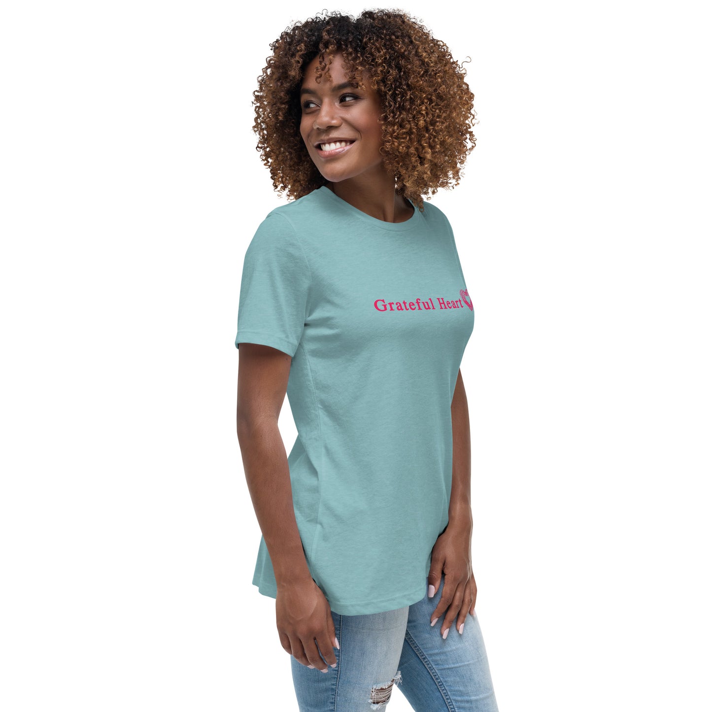 Grateful Heart with Sketched Heart Women's Relaxed Tee by EraofInk