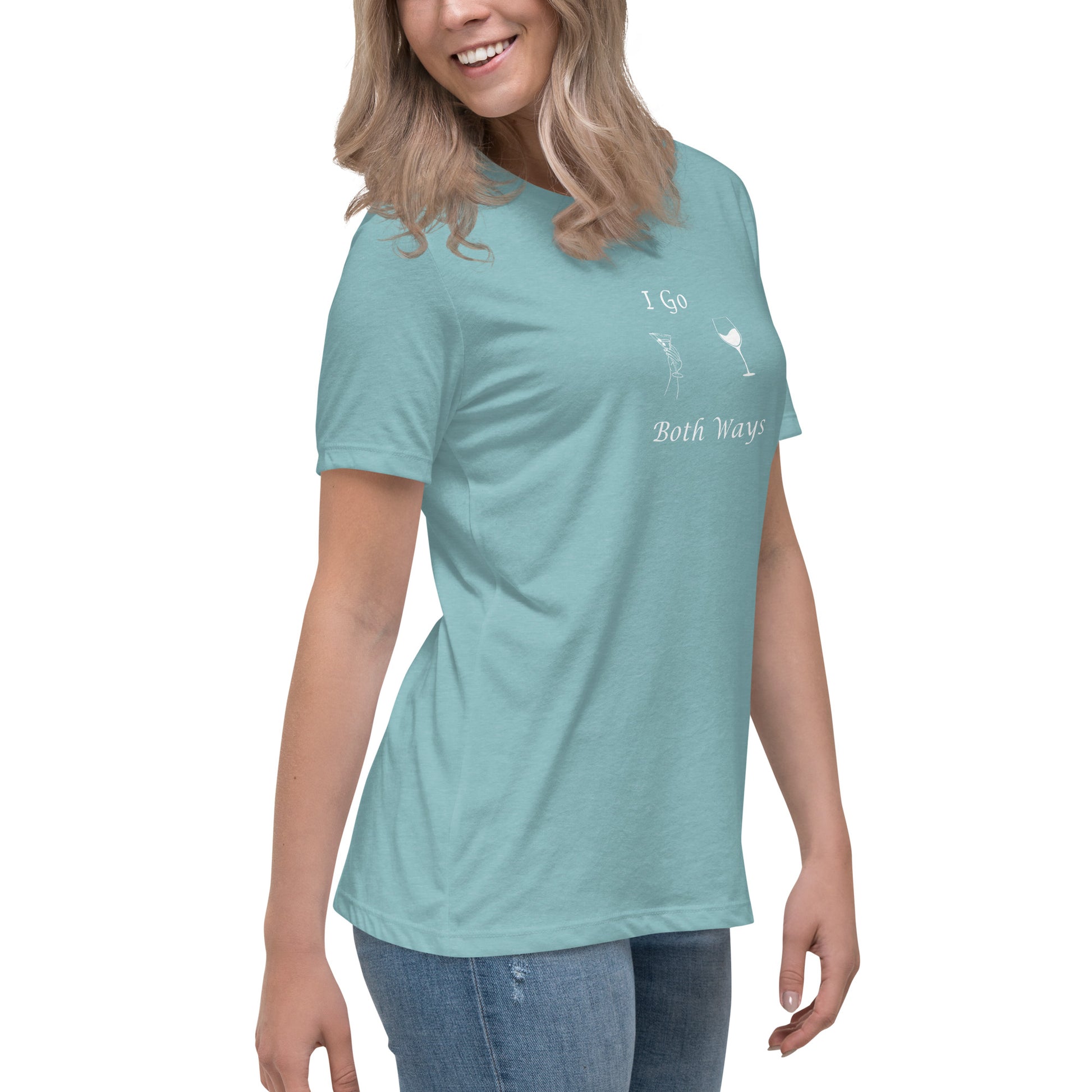 Funny Drinking Tee with Innuendo I Go Both Ways Martini & Wine Women's Relaxed Tee by EraofInk