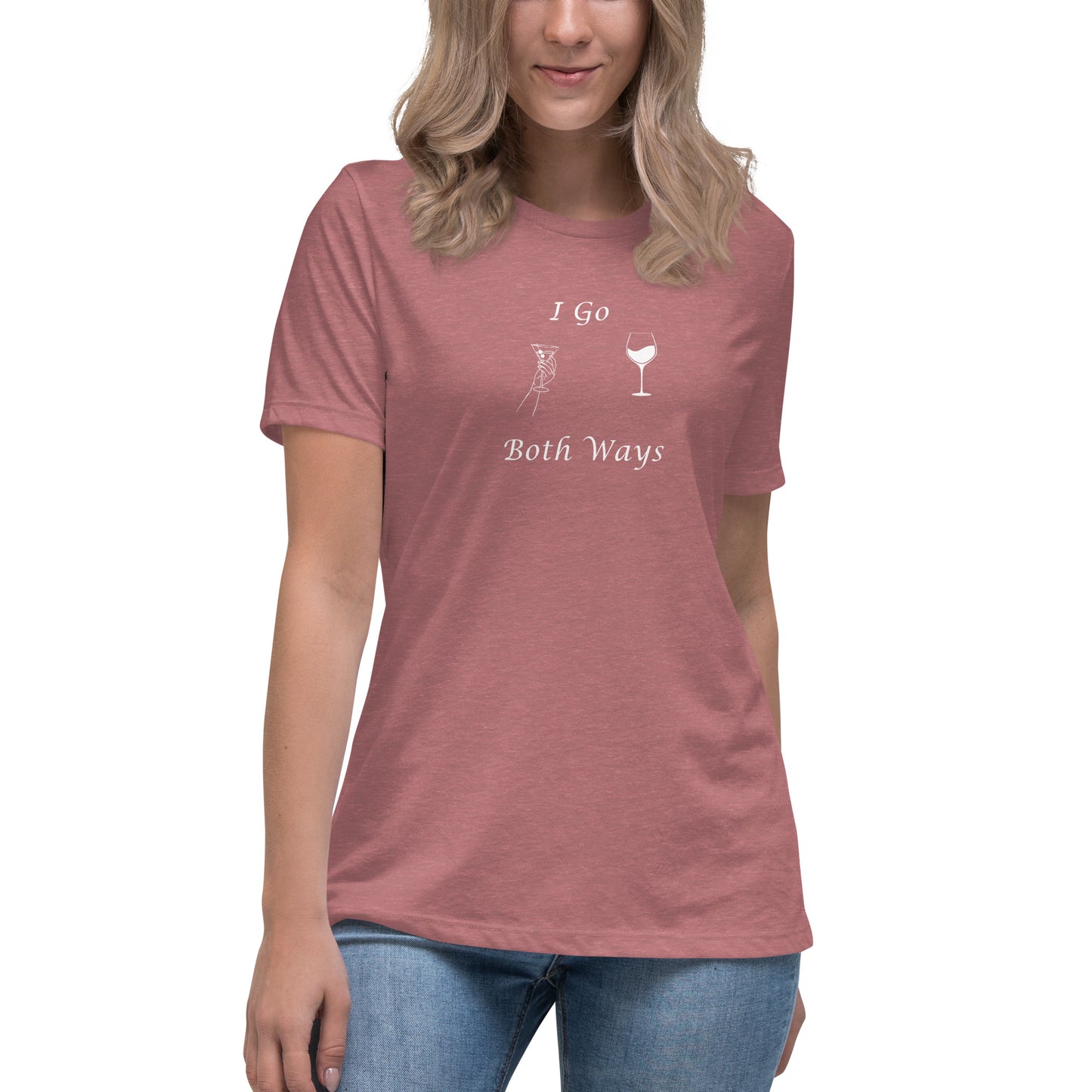 Funny Drinking Tee with Innuendo I Go Both Ways Martini & Wine Women's Relaxed Tee by EraofInk