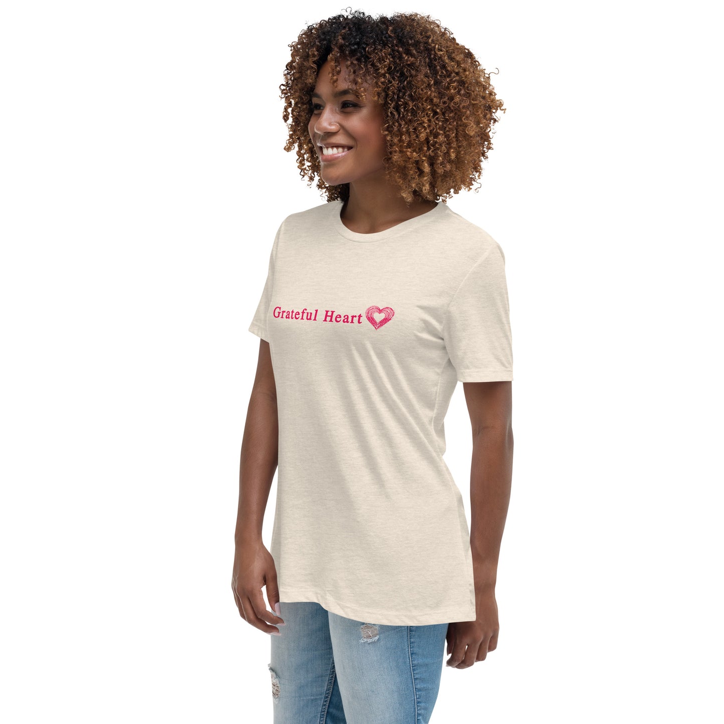 Grateful Heart with Sketched Heart Women's Relaxed Tee by EraofInk