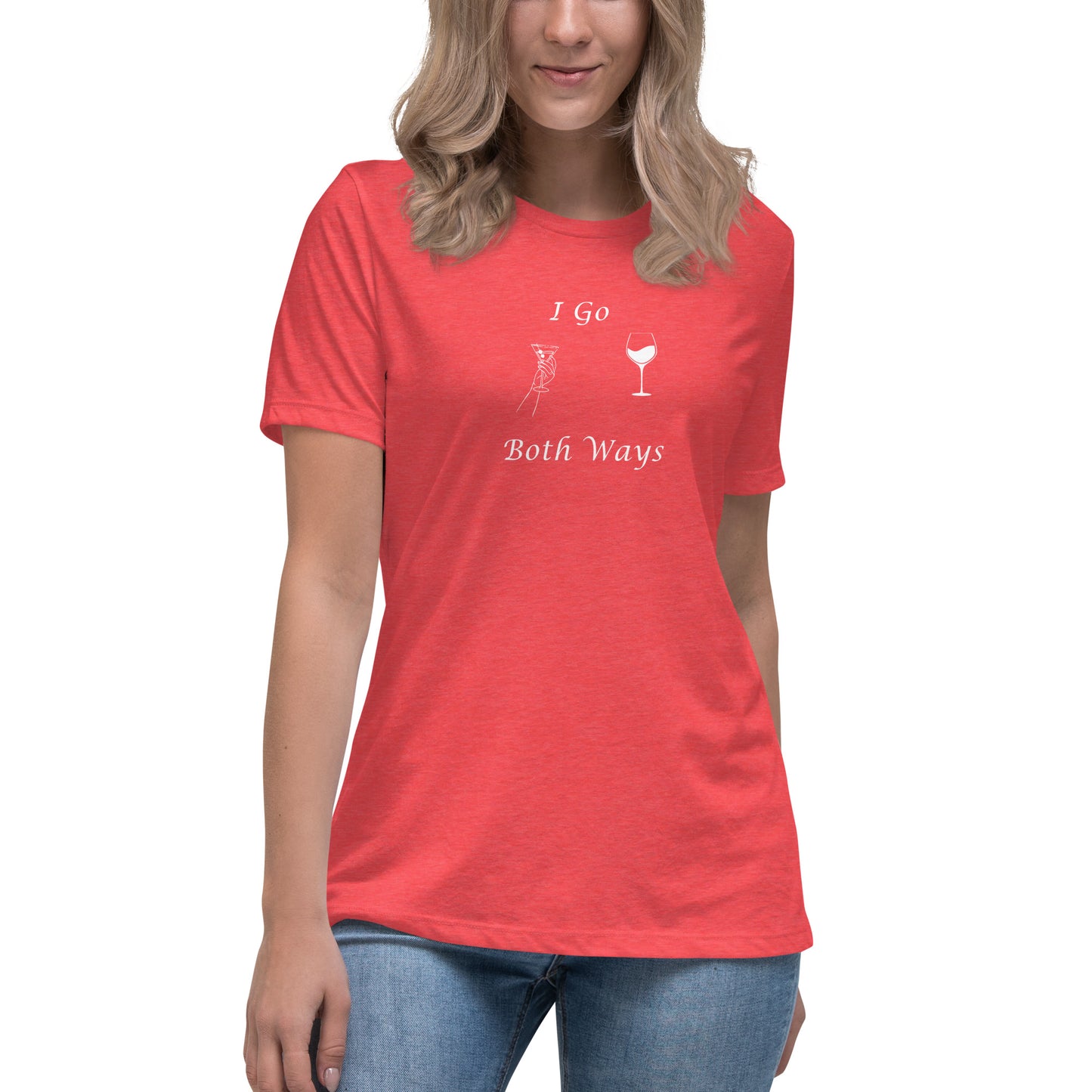 Funny Drinking Tee with Innuendo I Go Both Ways Martini & Wine Women's Relaxed Tee by EraofInk