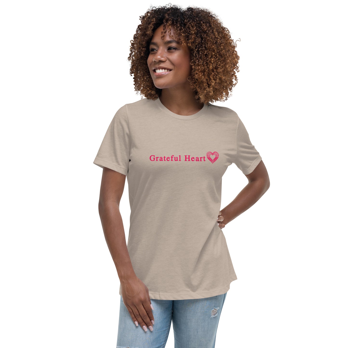 Grateful Heart with Sketched Heart Women's Relaxed Tee by EraofInk