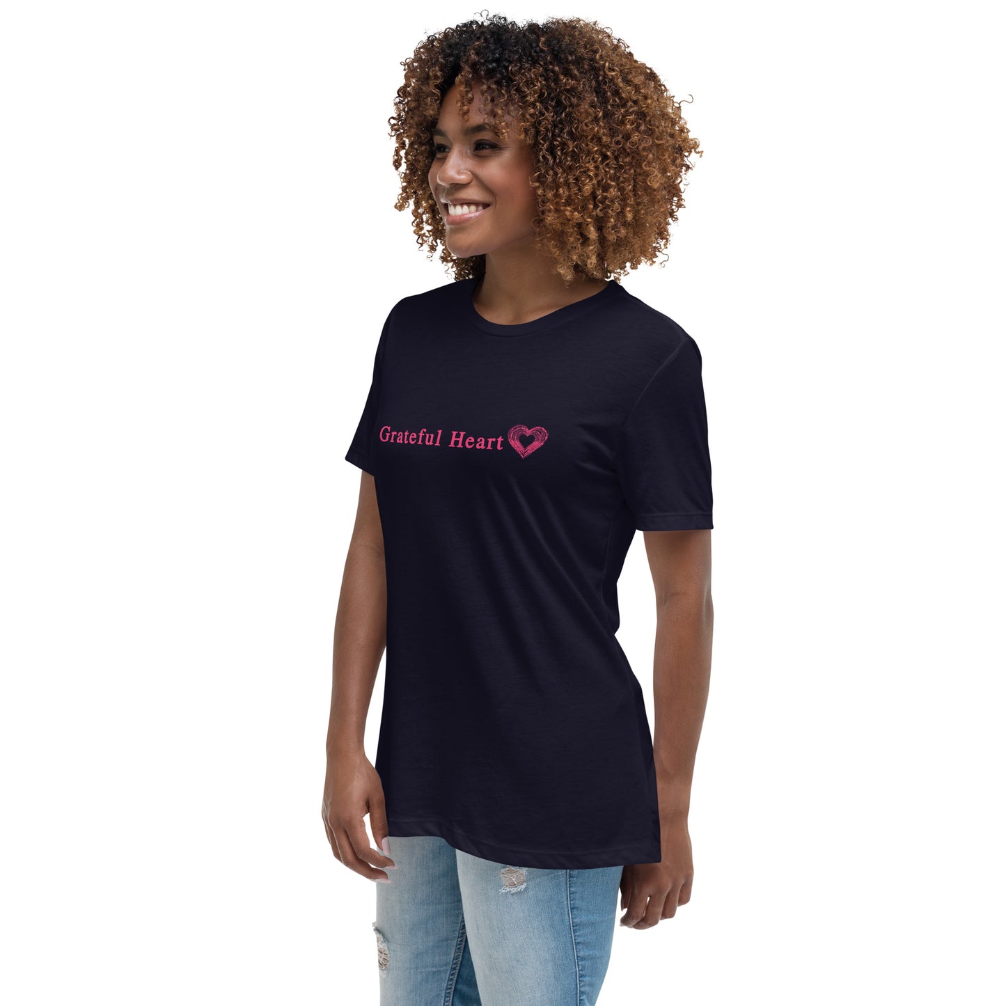 Grateful Heart with Sketched Heart Women's Relaxed Tee by EraofInk