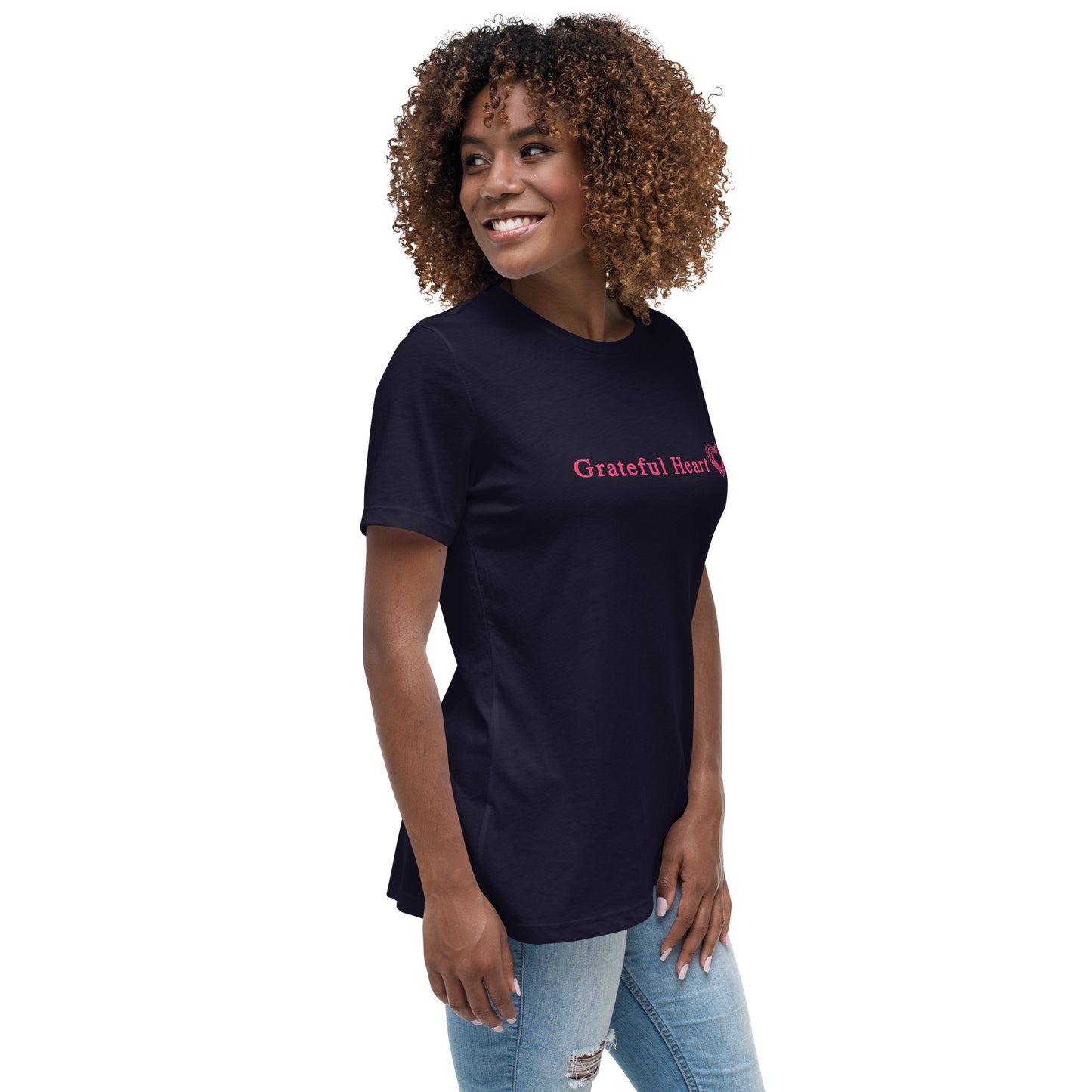 Grateful Heart with Sketched Heart Women's Relaxed Tee by EraofInk