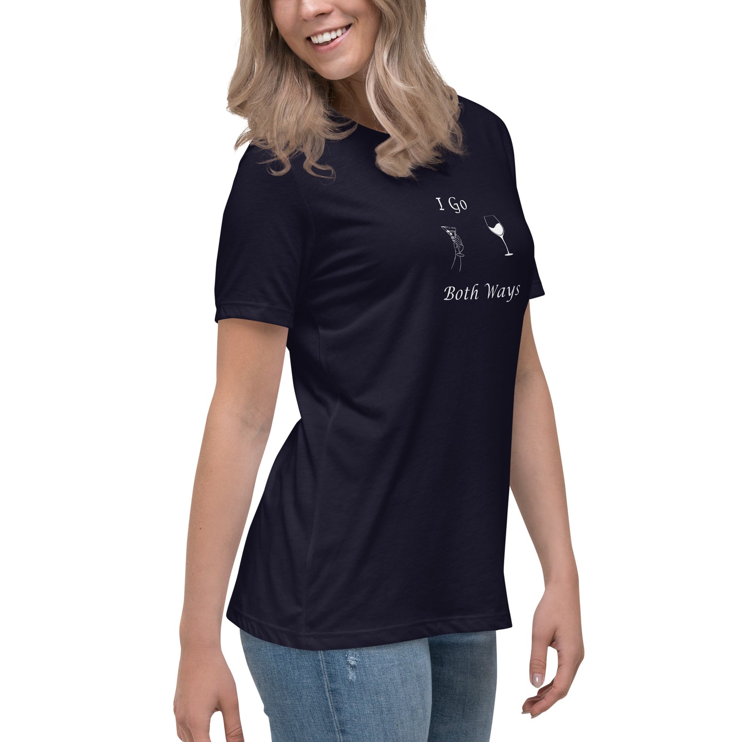 Funny Drinking Tee with Innuendo I Go Both Ways Martini & Wine Women's Relaxed Tee by EraofInk
