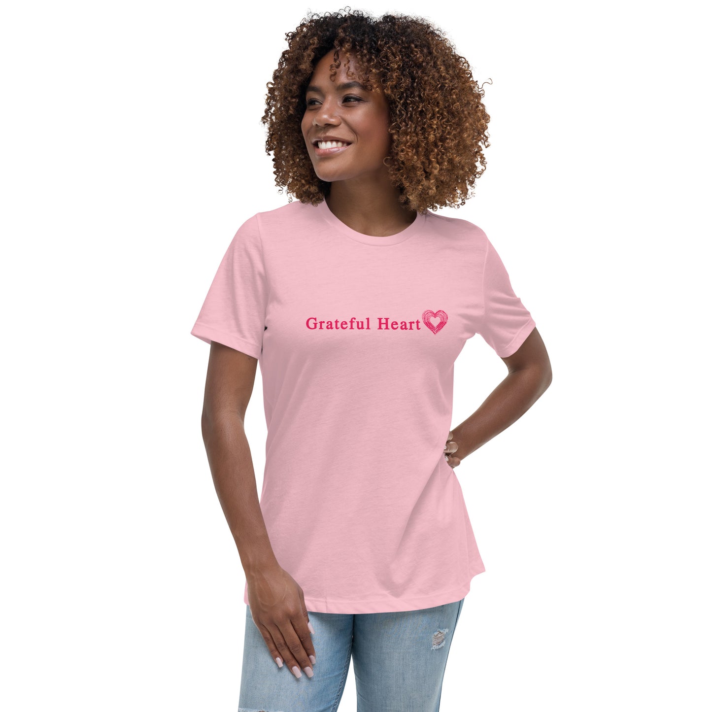 Grateful Heart with Sketched Heart Women's Relaxed Tee by EraofInk